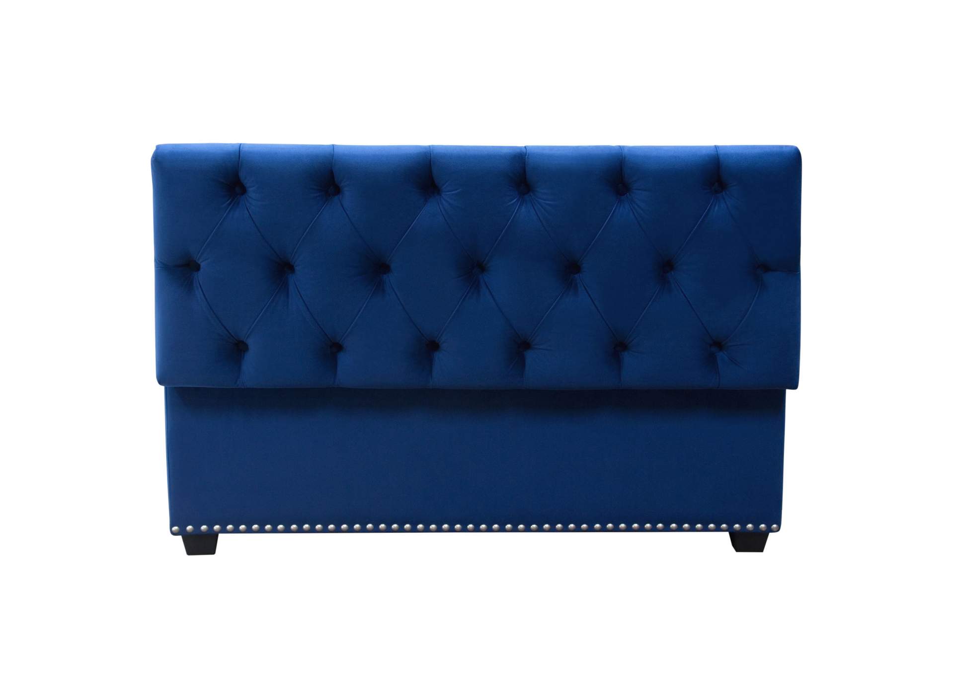 Majestic Tufted Velvet Lift-Top Storage Trunk w/ Nail Head Accent by Diamond Sofa - Royal Blue Velvet,Diamond Sofa