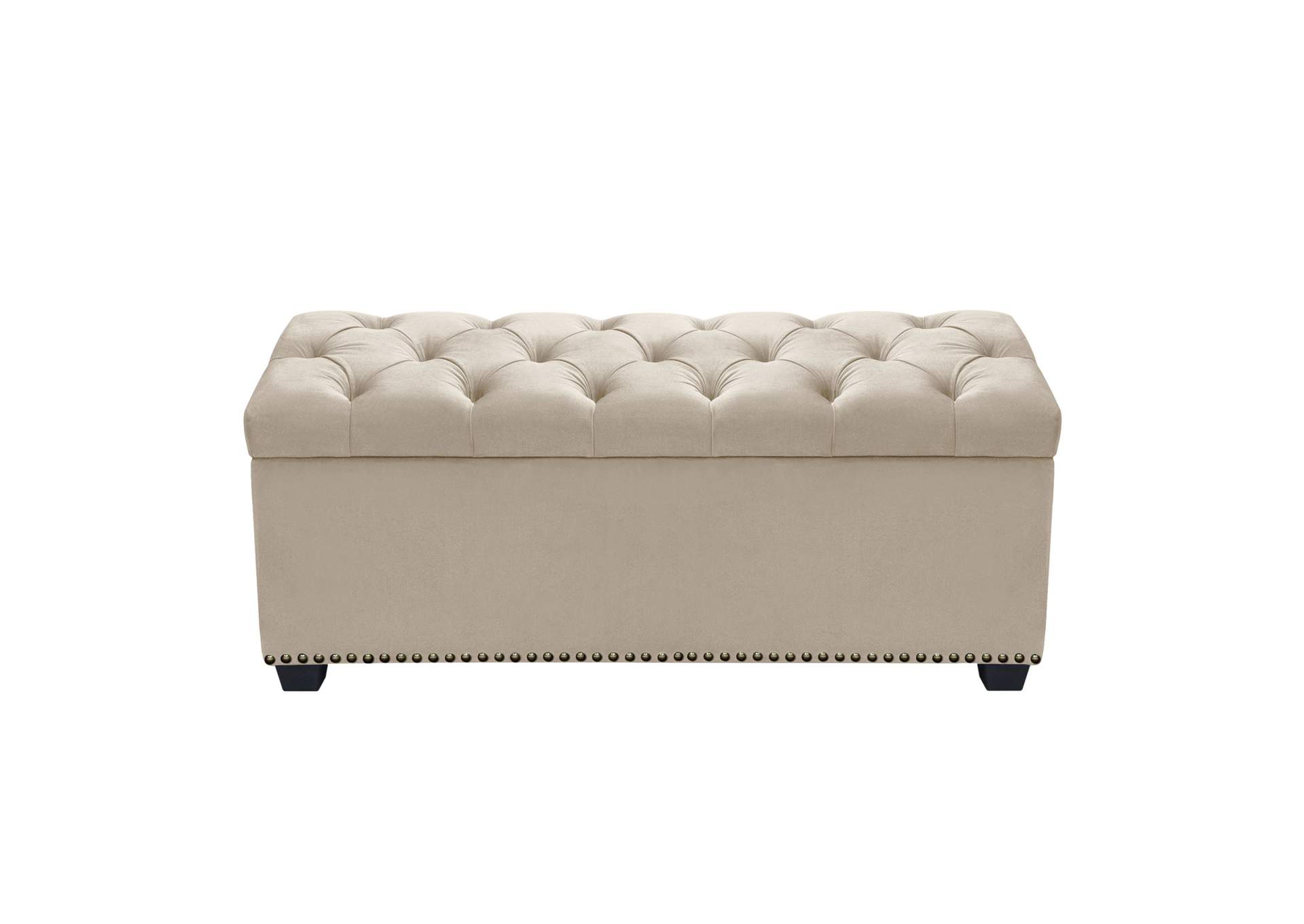 Majestic Tufted Velvet Lift-Top Storage Trunk w/ Nail Head Accent by Diamond Sofa - Tan Velvet,Diamond Sofa