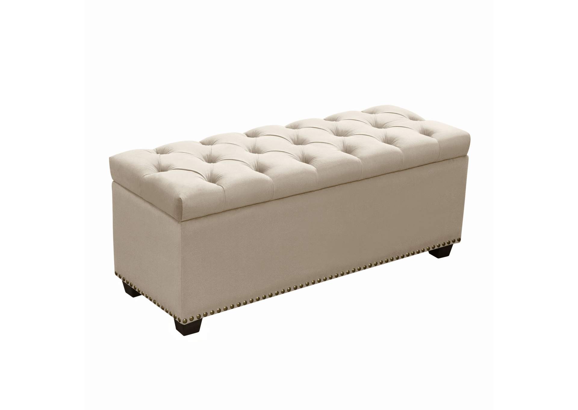 Majestic Tufted Velvet Lift-Top Storage Trunk w/ Nail Head Accent by Diamond Sofa - Tan Velvet,Diamond Sofa