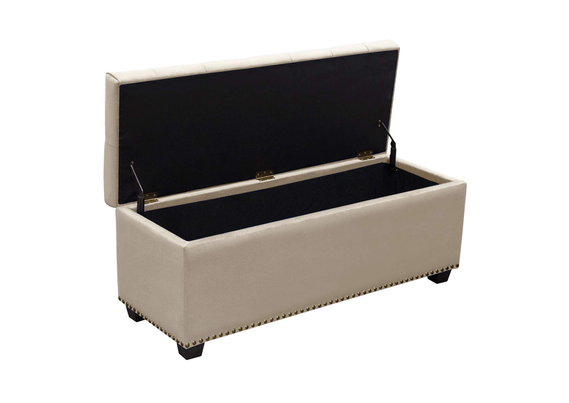 Majestic Tufted Velvet Lift-Top Storage Trunk w/ Nail Head Accent by Diamond Sofa - Tan Velvet,Diamond Sofa