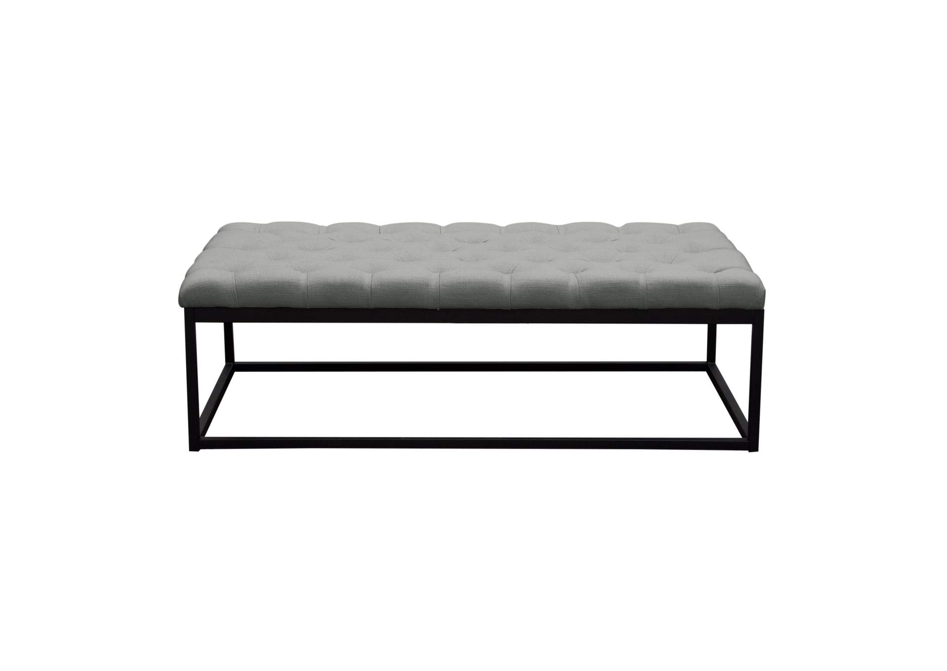 Mateo Black Powder Coat Metal Large Linen Tufted Bench by Diamond Sofa - Grey,Diamond Sofa