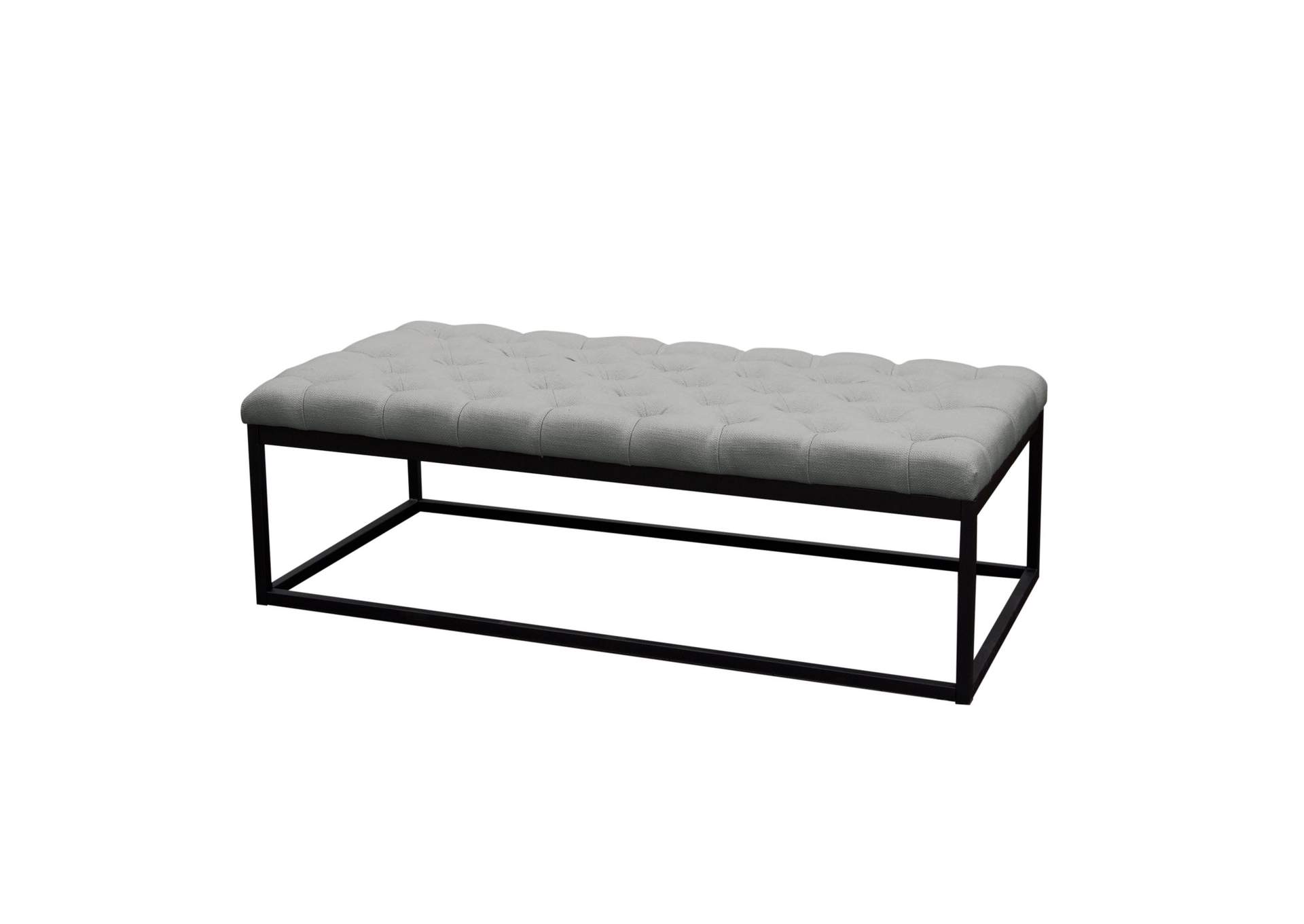 Mateo Black Powder Coat Metal Large Linen Tufted Bench by Diamond Sofa - Grey,Diamond Sofa