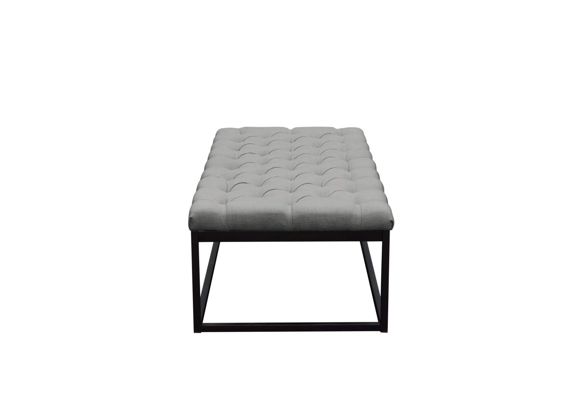 Mateo Black Powder Coat Metal Large Linen Tufted Bench by Diamond Sofa - Grey,Diamond Sofa