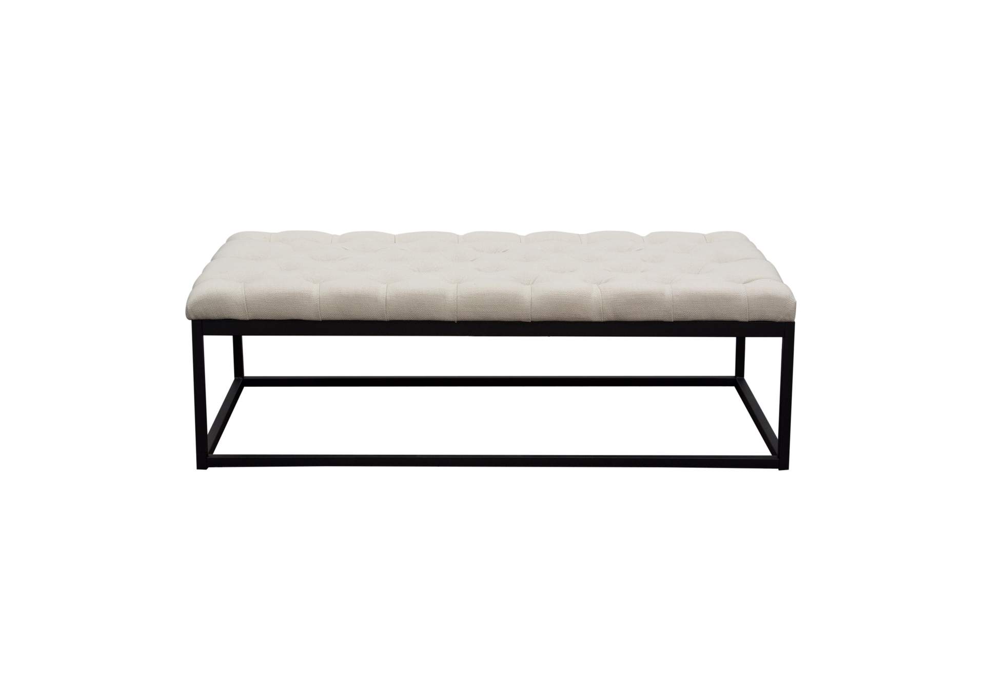 Mateo Black Powder Coat Metal Large Linen Tufted Bench by Diamond Sofa - Desert Sand Linen,Diamond Sofa