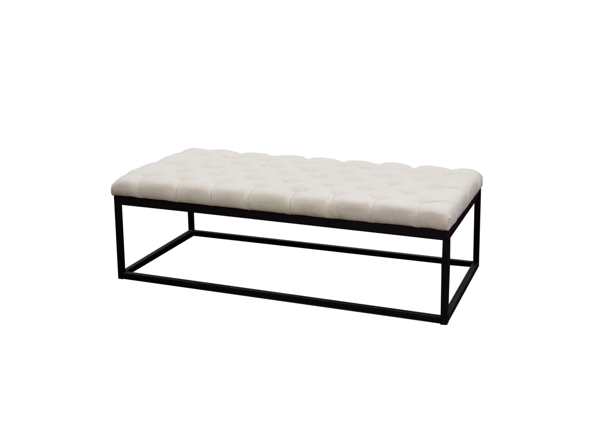 Mateo Black Powder Coat Metal Large Linen Tufted Bench by Diamond Sofa - Desert Sand Linen,Diamond Sofa