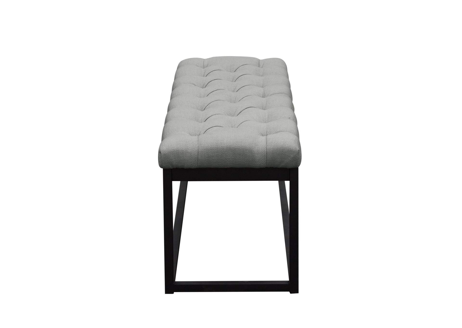 Mateo Black Powder Coat Metal Small Linen Tufted Bench by Diamond Sofa - Grey,Diamond Sofa