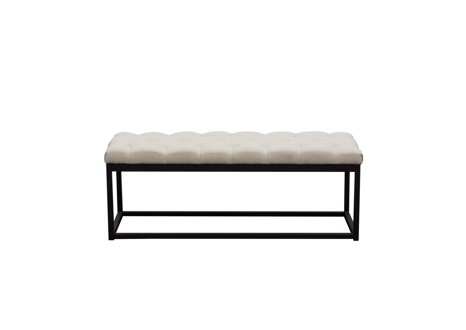 Mateo Black Powder Coat Metal Small Linen Tufted Bench by Diamond Sofa - Desert Sand Linen,Diamond Sofa