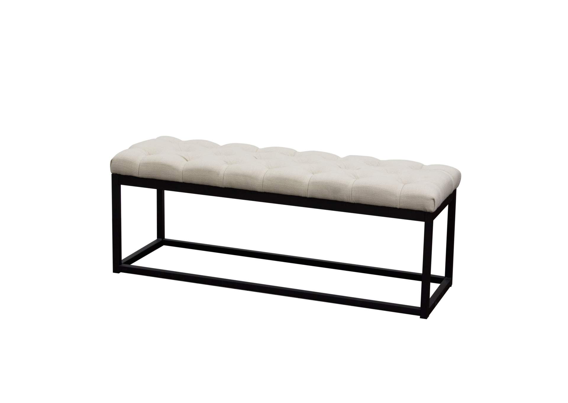 Mateo Black Powder Coat Metal Small Linen Tufted Bench by Diamond Sofa - Desert Sand Linen,Diamond Sofa