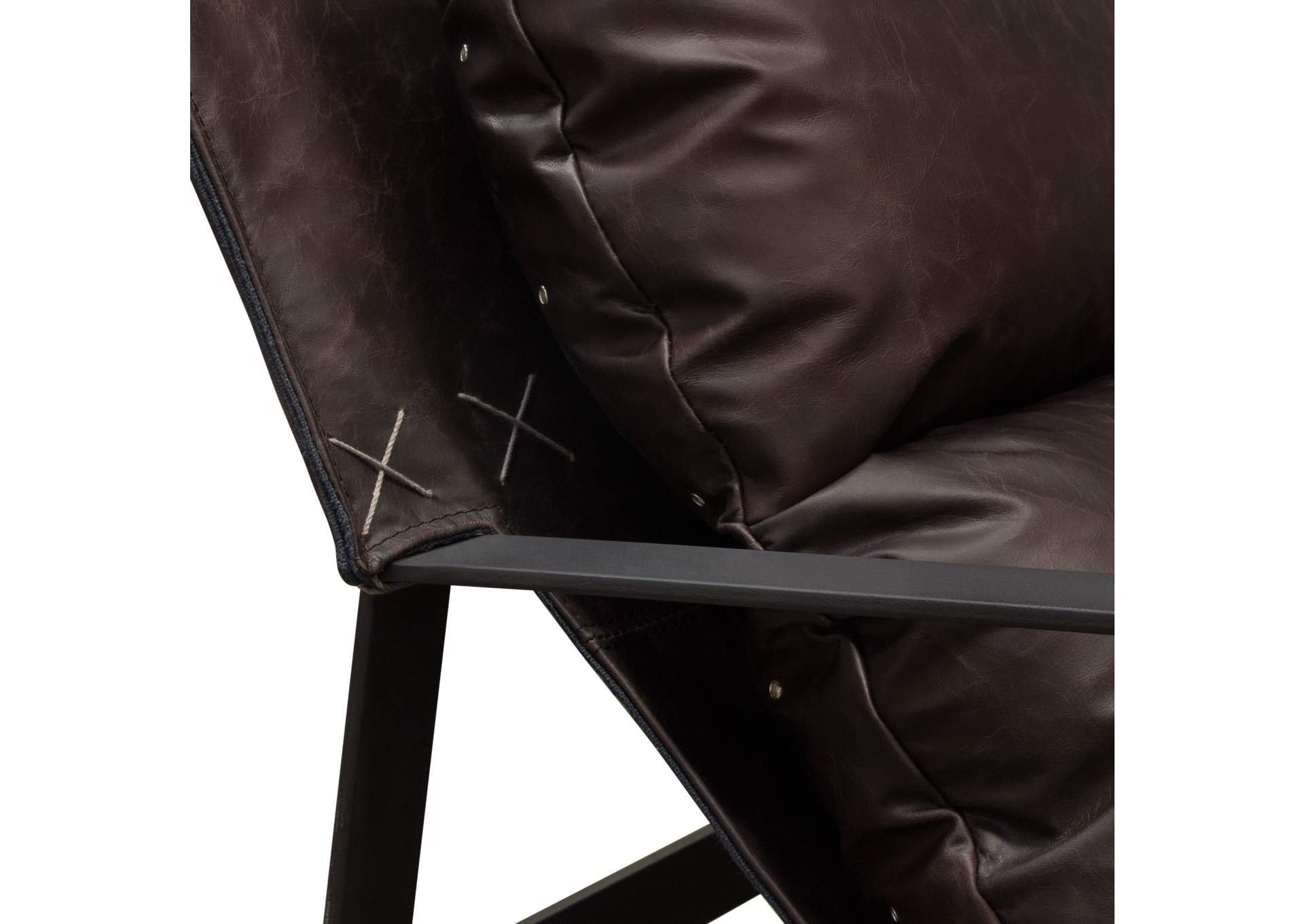 Miller Sling Accent Chair in Genuine Chocolate Leather w/ Black Powder Coated Metal Frame by Diamond Sofa,Diamond Sofa