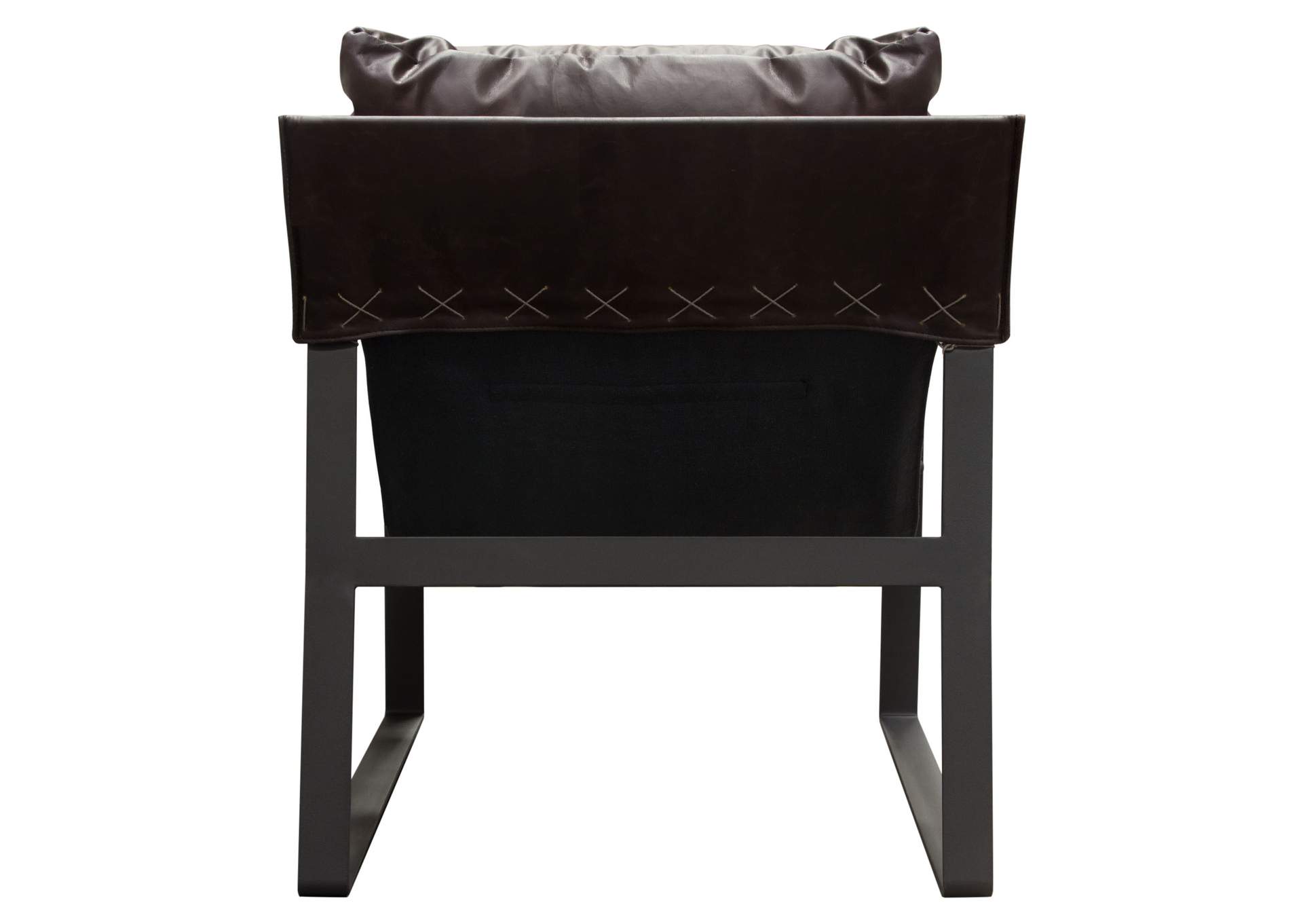 Miller Sling Accent Chair in Genuine Chocolate Leather w/ Black Powder Coated Metal Frame by Diamond Sofa,Diamond Sofa