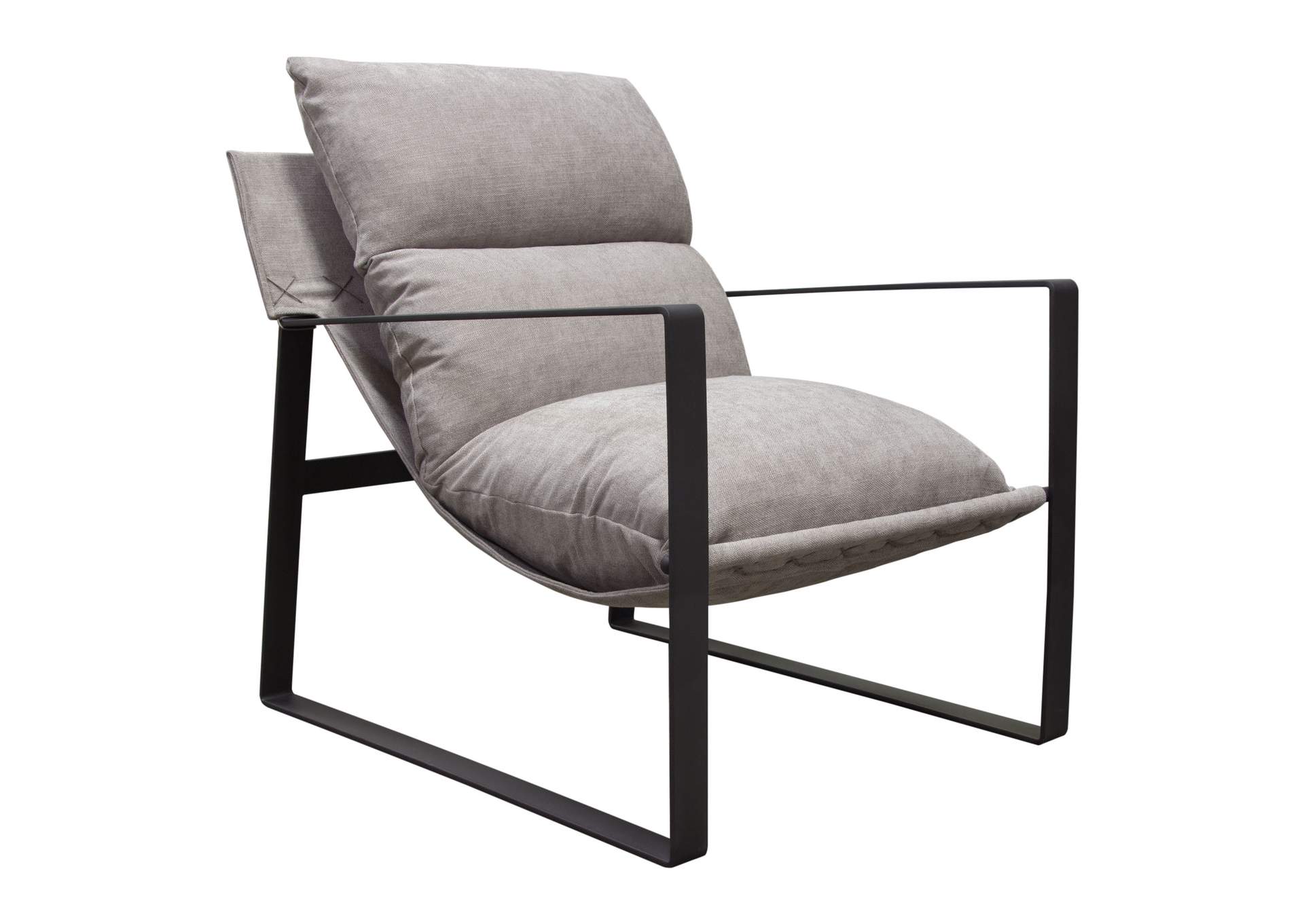 Miller Sling Accent Chair in Grey Fabric w/ Black Powder Coated Metal Frame by Diamond Sofa,Diamond Sofa