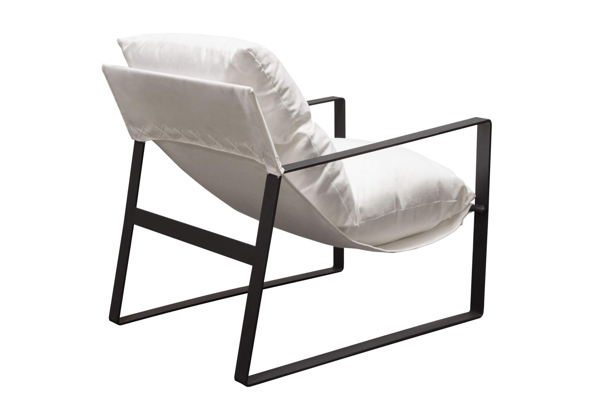 Miller Sling Accent Chair in White Linen Fabric w/ Black Powder Coated Metal Frame by Diamond Sofa,Diamond Sofa