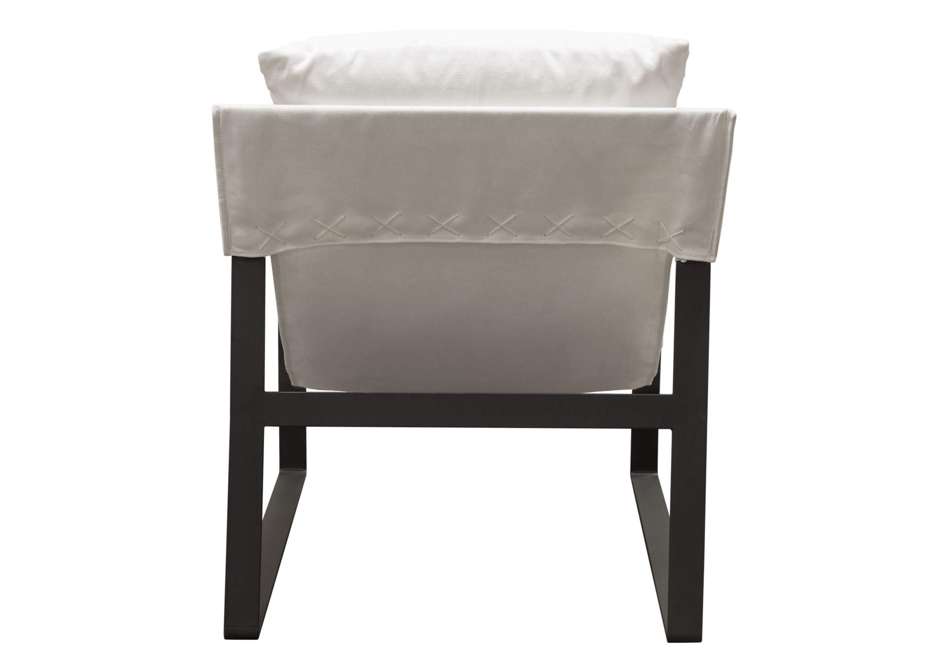 Miller Sling Accent Chair in White Linen Fabric w/ Black Powder Coated Metal Frame by Diamond Sofa,Diamond Sofa