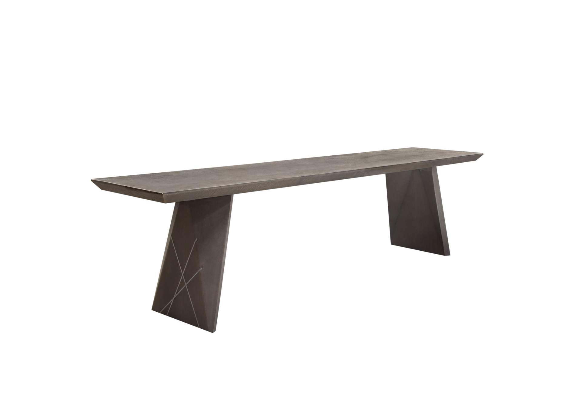 Motion Solid Mango Wood Dining/Accent Bench in Smoke Grey Finish w/ Silver Metal Inlay by Diamond Sofa,Diamond Sofa