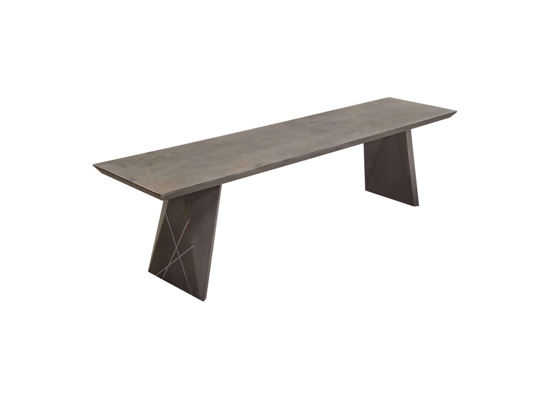 Motion Solid Mango Wood Dining/Accent Bench in Smoke Grey Finish w/ Silver Metal Inlay by Diamond Sofa,Diamond Sofa