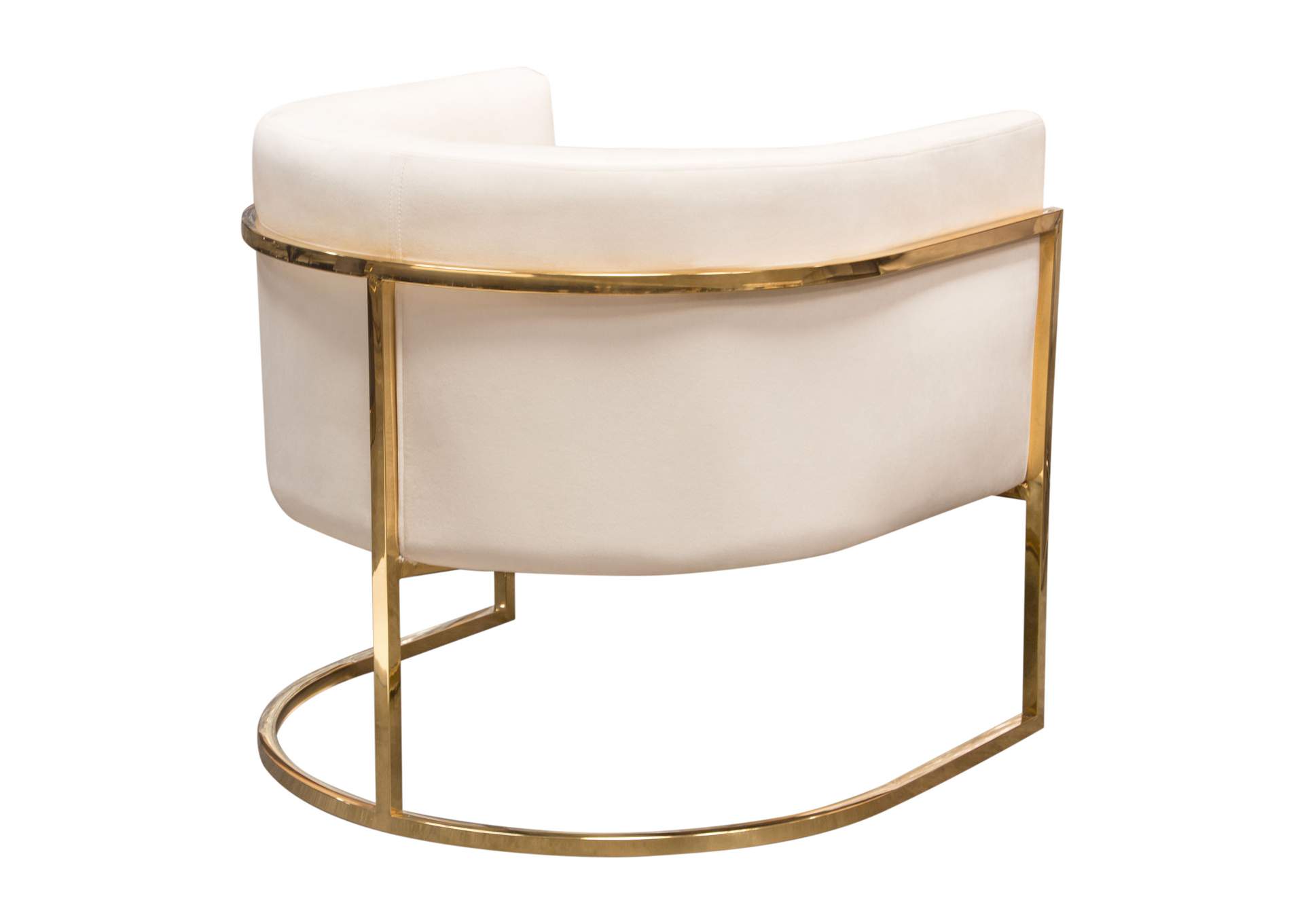 Pandora Accent Chair in Cream Velvet with Polished Gold Stainless Steel Frame by Diamond Sofa,Diamond Sofa