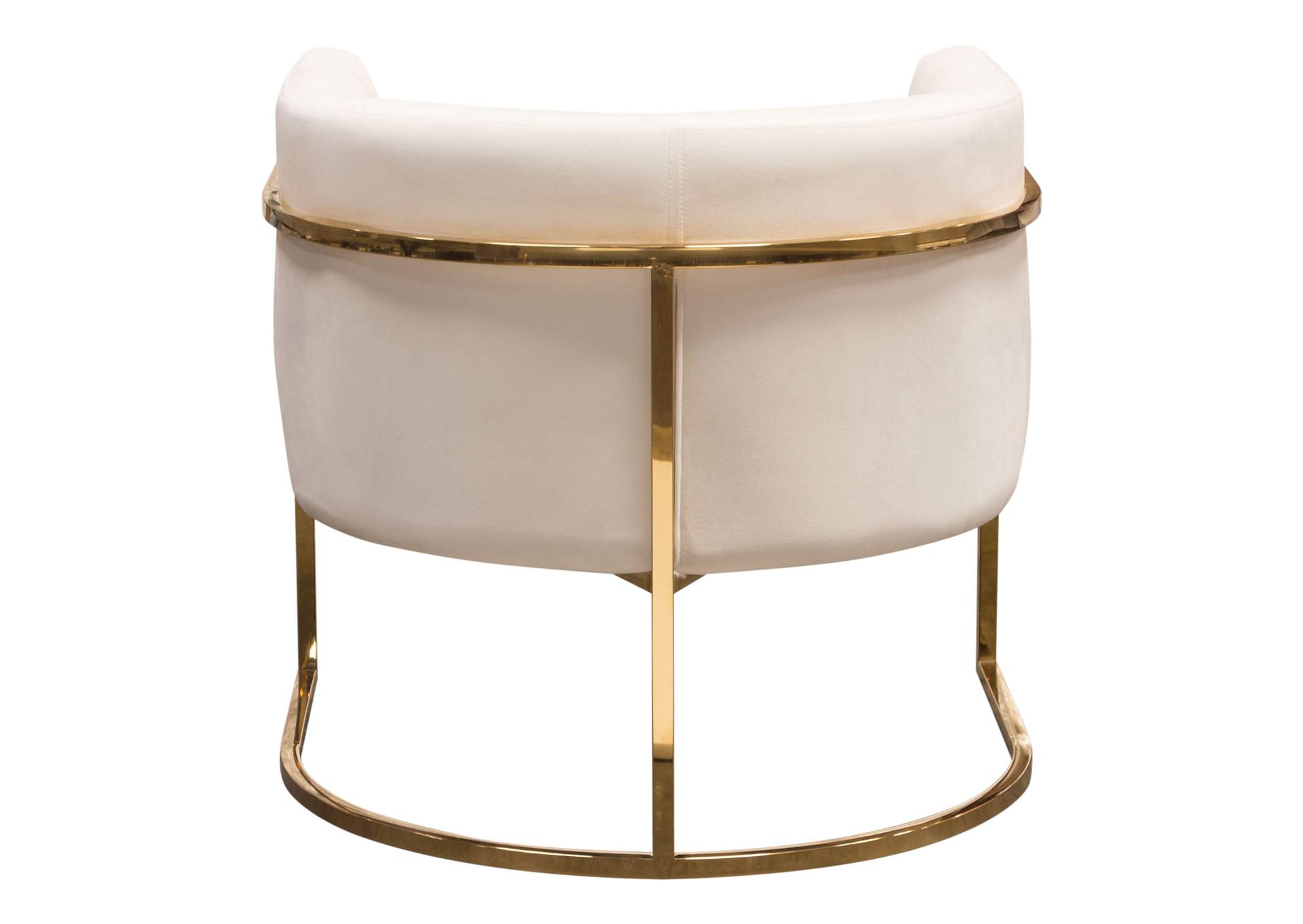 Pandora Accent Chair in Cream Velvet with Polished Gold Stainless Steel Frame by Diamond Sofa,Diamond Sofa