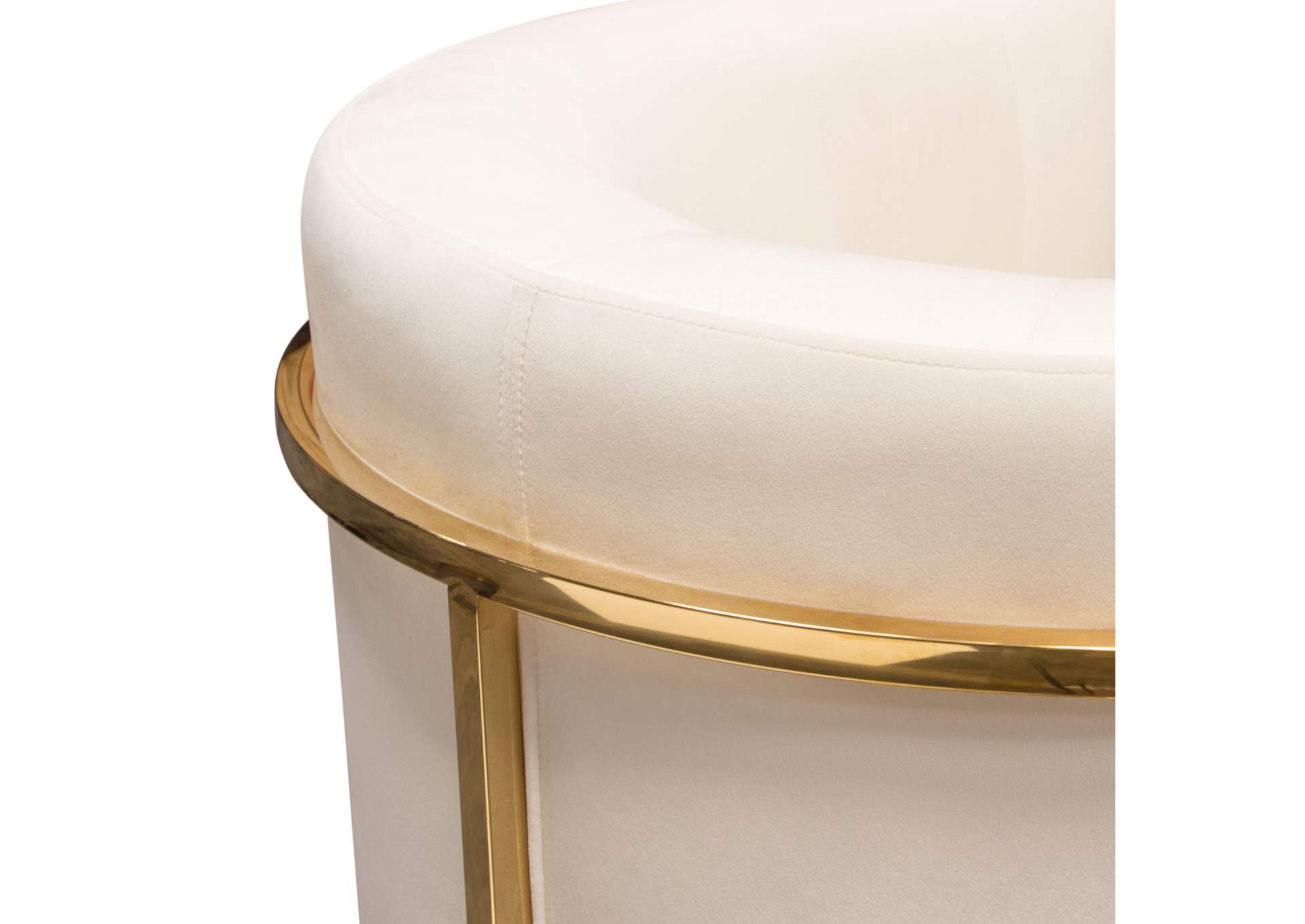 Pandora Accent Chair in Cream Velvet with Polished Gold Stainless Steel Frame by Diamond Sofa,Diamond Sofa