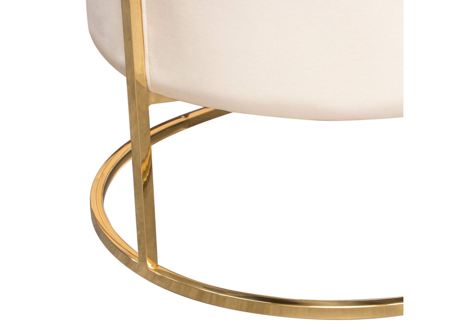 Pandora Accent Chair in Cream Velvet with Polished Gold Stainless Steel Frame by Diamond Sofa,Diamond Sofa