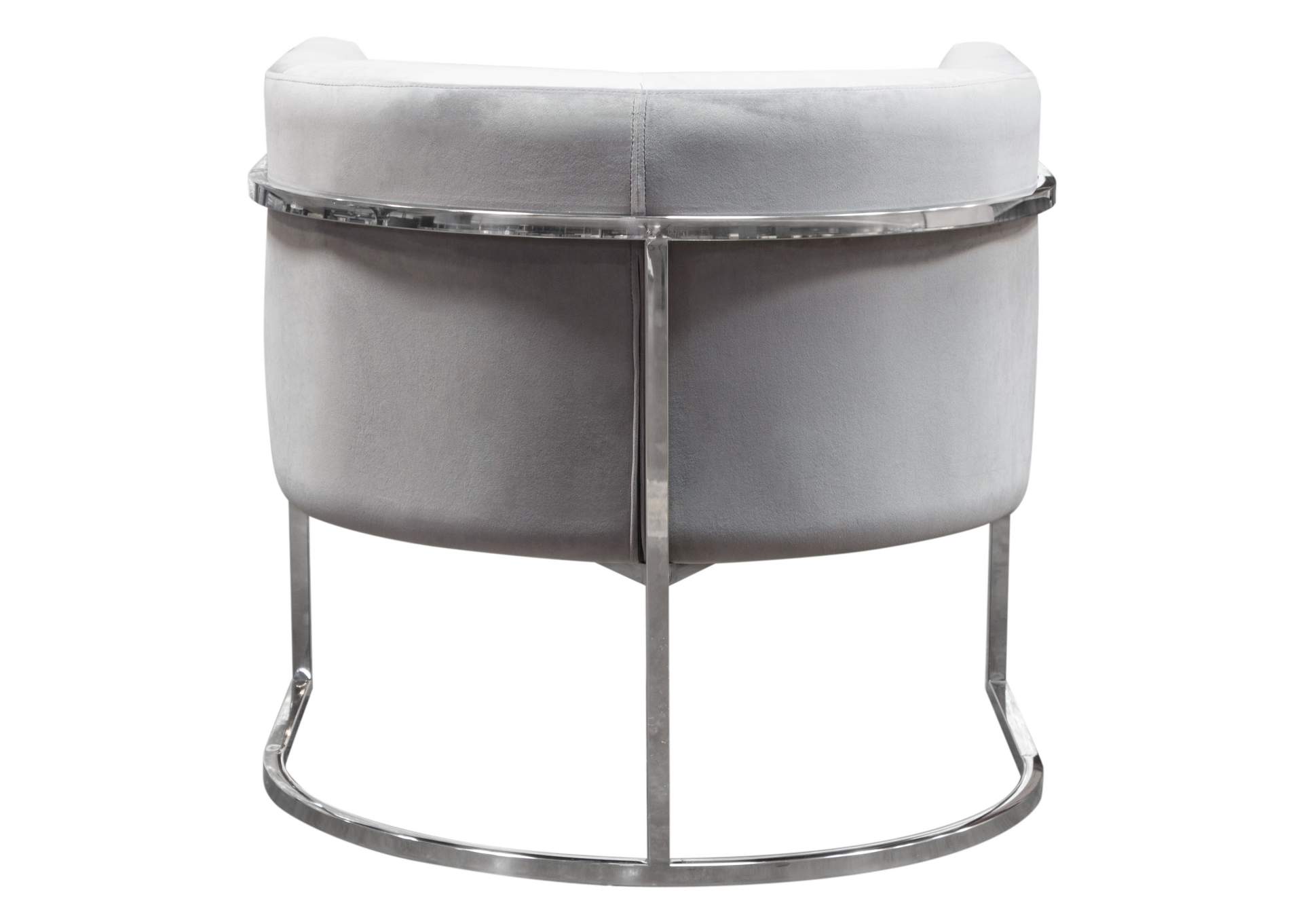 Pandora Accent Chair in Grey Velvet with Polished Silver Stainless Steel Frame by Diamond Sofa,Diamond Sofa