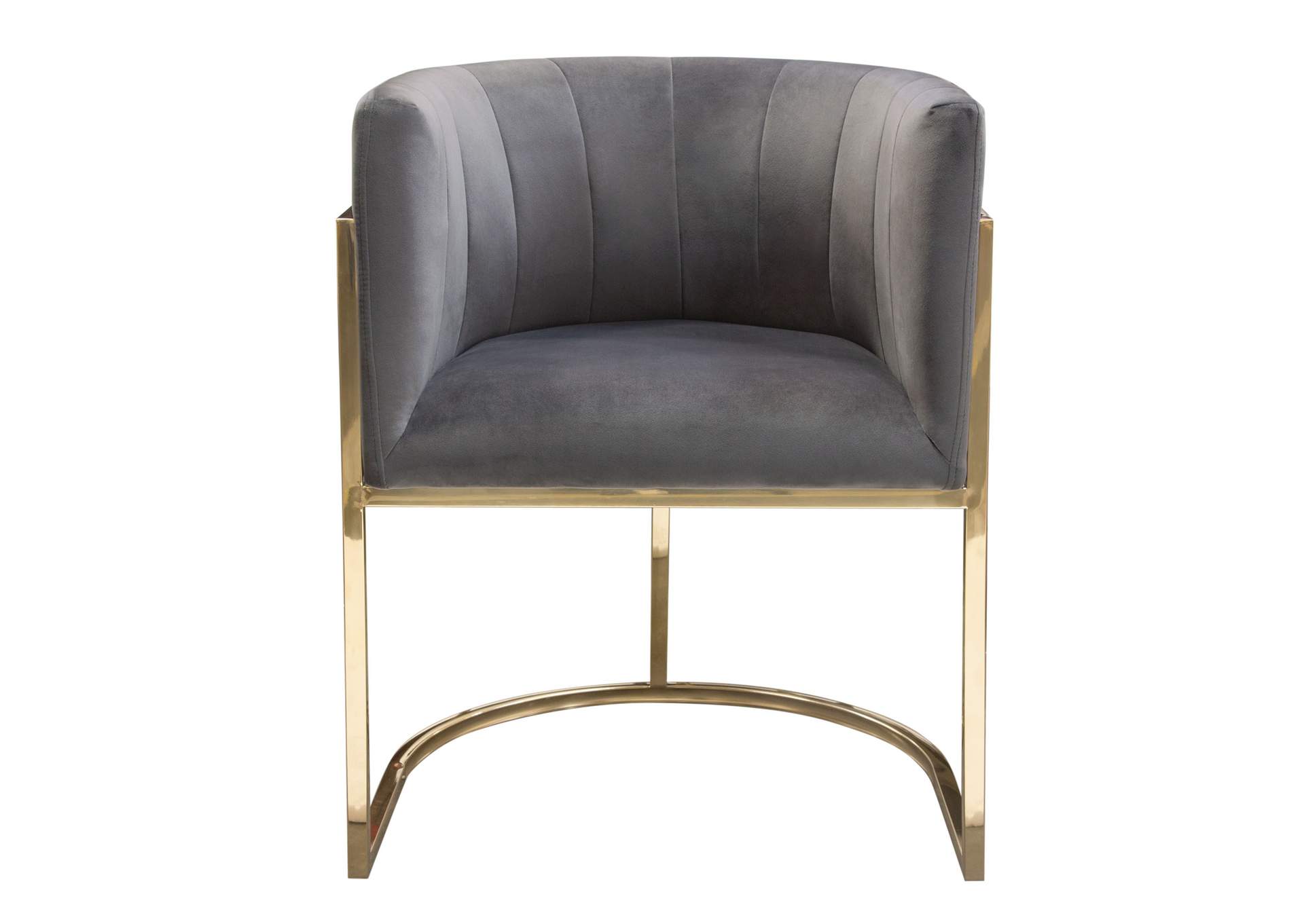 Pandora Dining Chair in Grey Velvet with Polished Gold Frame by Diamond Sofa,Diamond Sofa