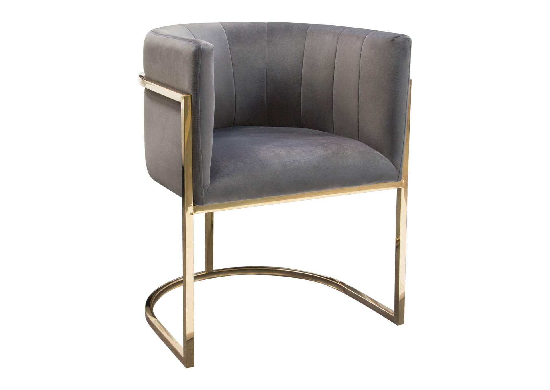 Pandora Dining Chair in Grey Velvet with Polished Gold Frame by Diamond Sofa,Diamond Sofa