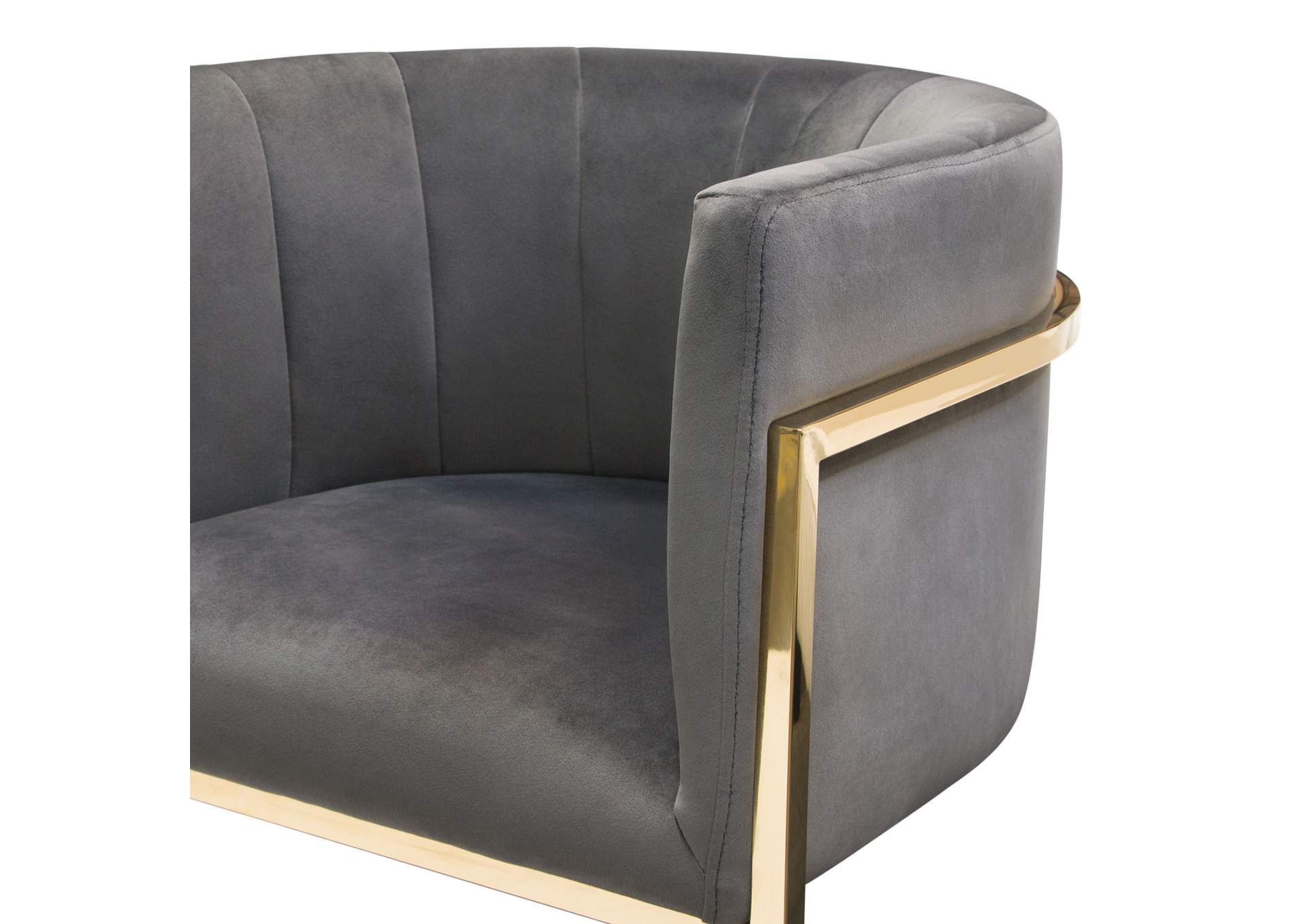 Pandora Dining Chair in Grey Velvet with Polished Gold Frame by Diamond Sofa,Diamond Sofa