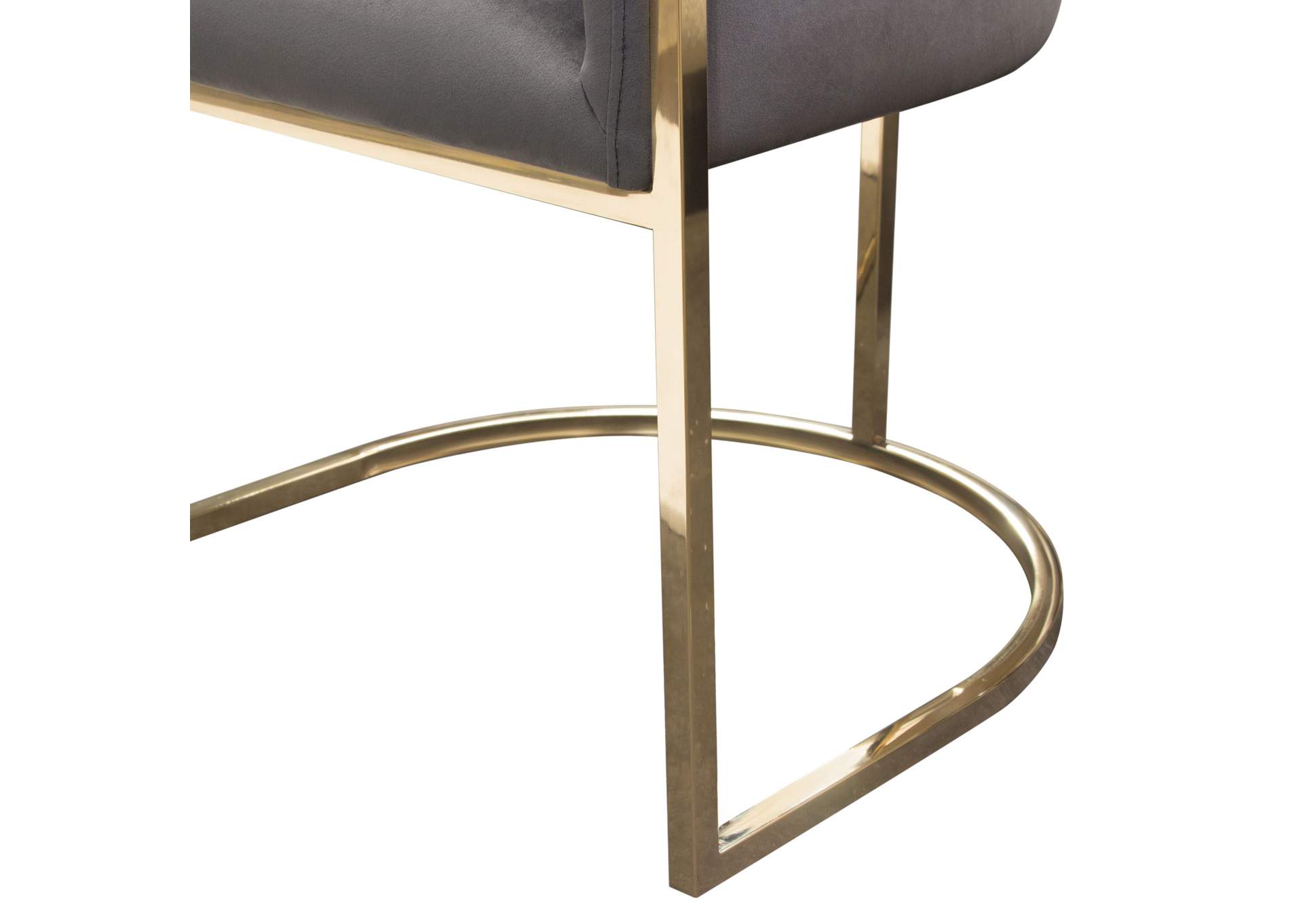 Pandora Dining Chair in Grey Velvet with Polished Gold Frame by Diamond Sofa,Diamond Sofa