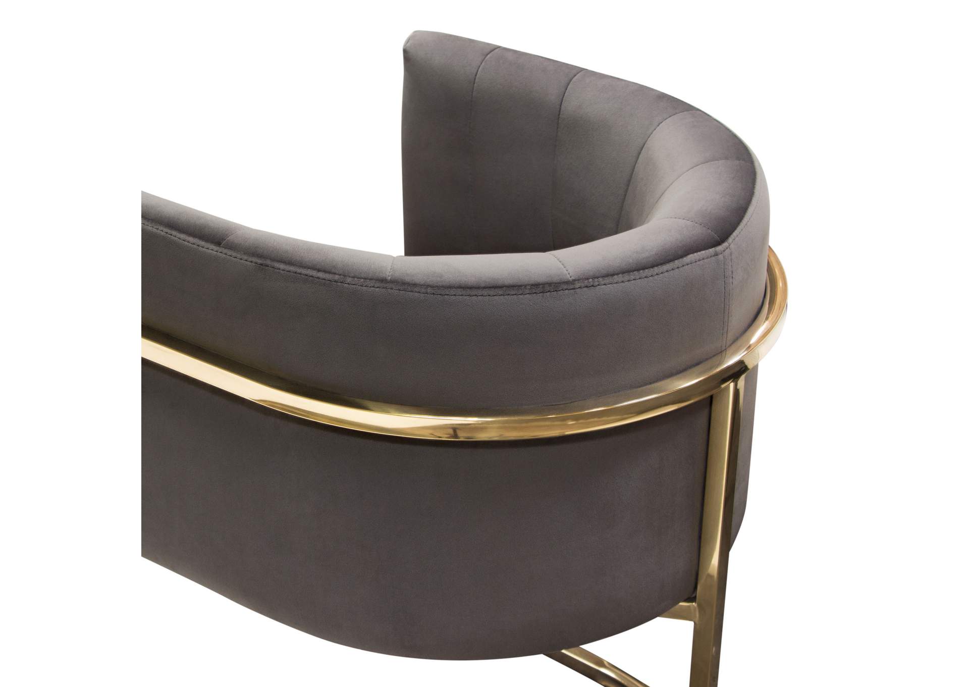 Pandora Dining Chair in Grey Velvet with Polished Gold Frame by Diamond Sofa,Diamond Sofa