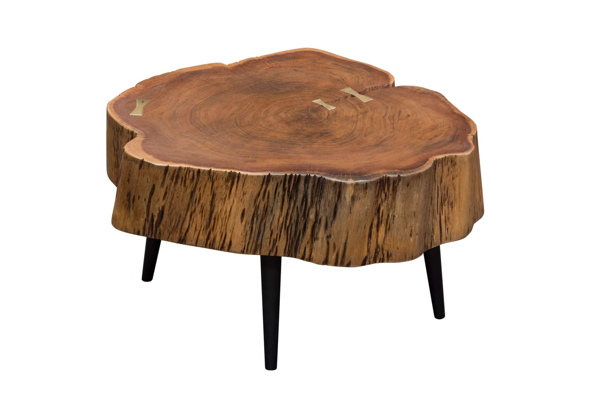 Panorama Natural Acacia One of a Kind Cocktail Table w/ Live Edge & Black Iron Legs by Diamond Sofa,Diamond Sofa