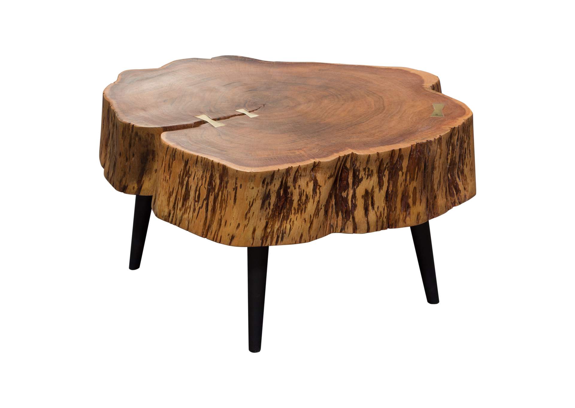 Panorama Natural Acacia One of a Kind Cocktail Table w/ Live Edge & Black Iron Legs by Diamond Sofa,Diamond Sofa