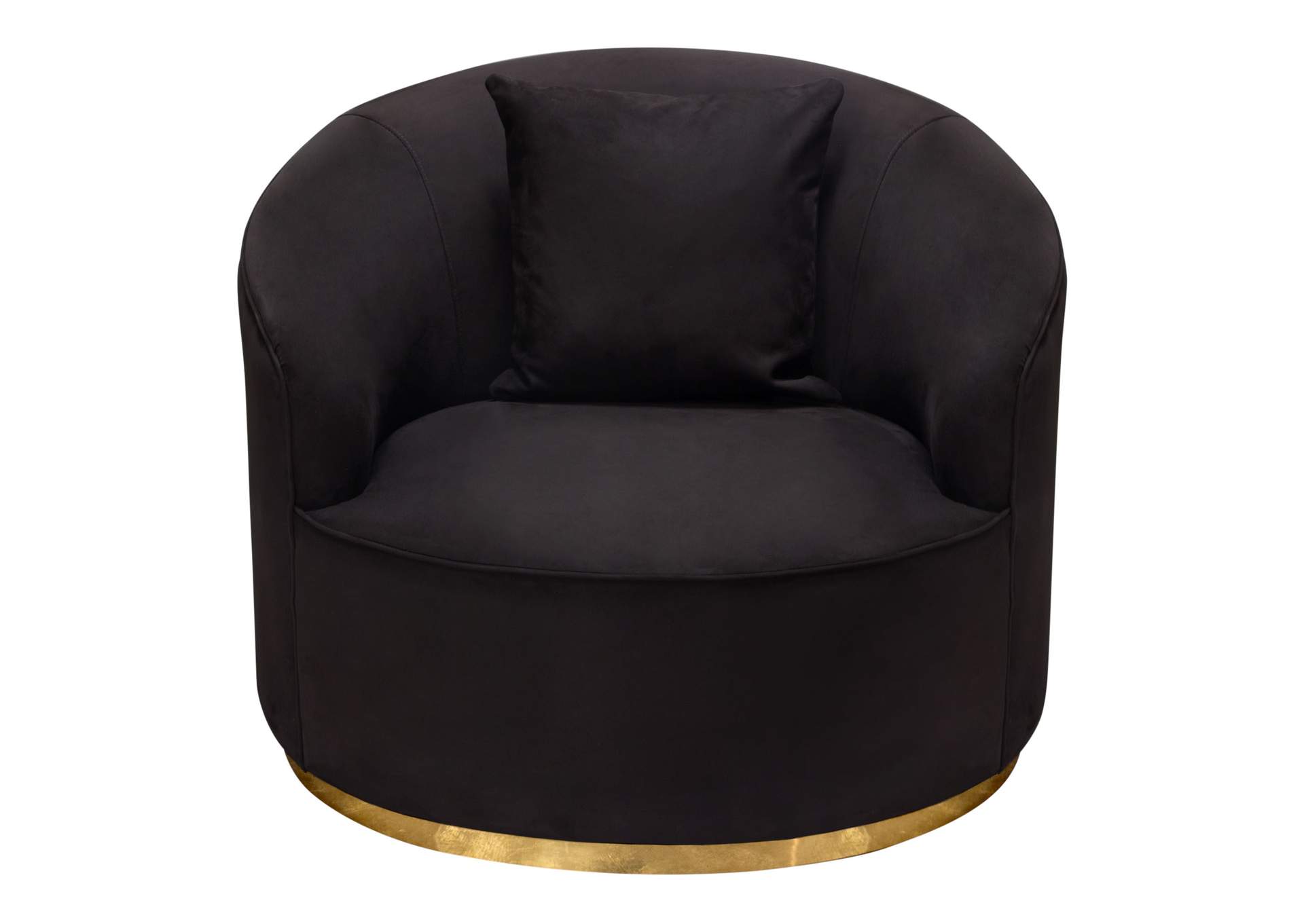 Raven Chair in Black Suede Velvet w/ Brushed Gold Accent Trim by Diamond Sofa,Diamond Sofa