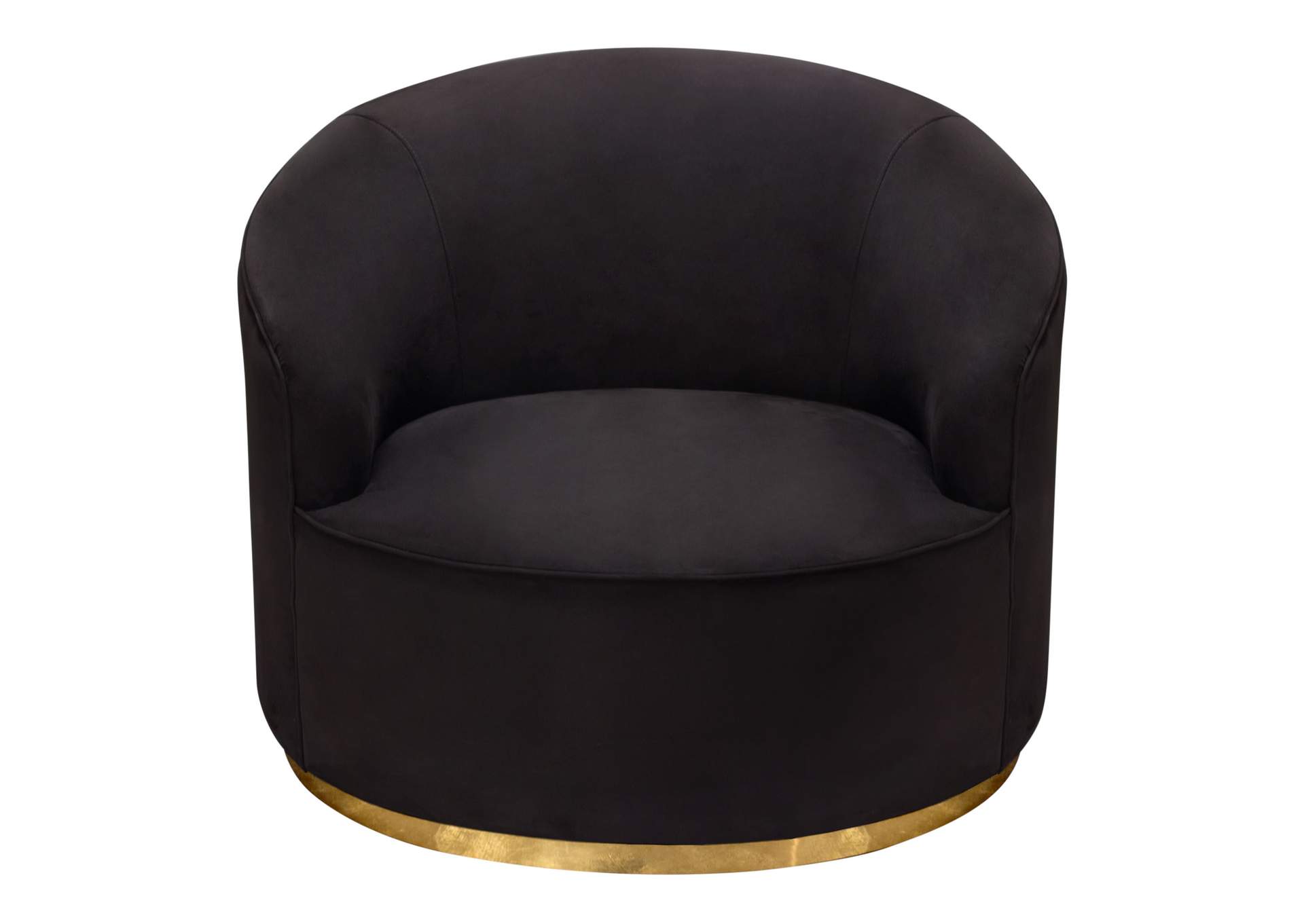 Raven Chair in Black Suede Velvet w/ Brushed Gold Accent Trim by Diamond Sofa,Diamond Sofa