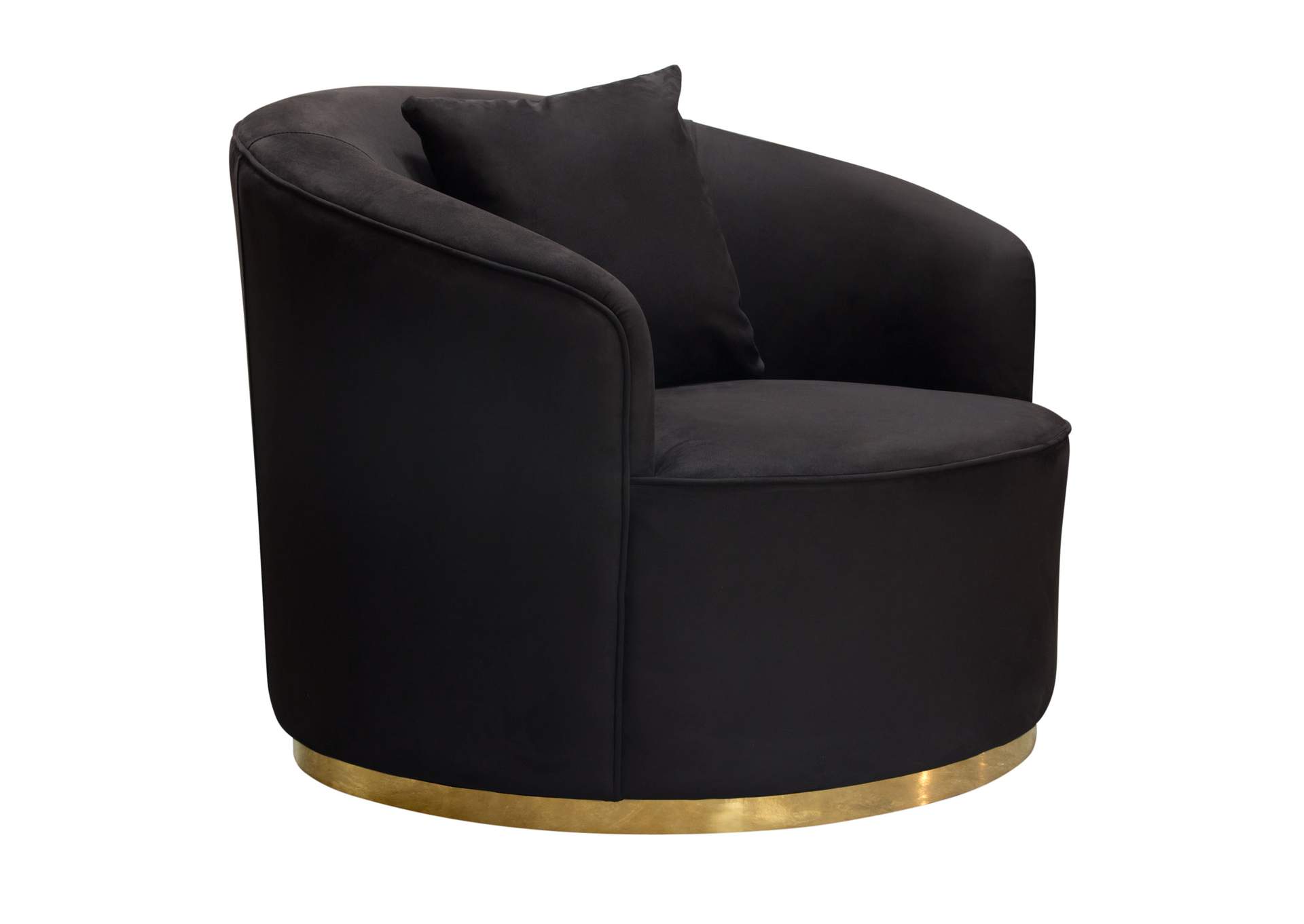 Raven Chair in Black Suede Velvet w/ Brushed Gold Accent Trim by Diamond Sofa,Diamond Sofa