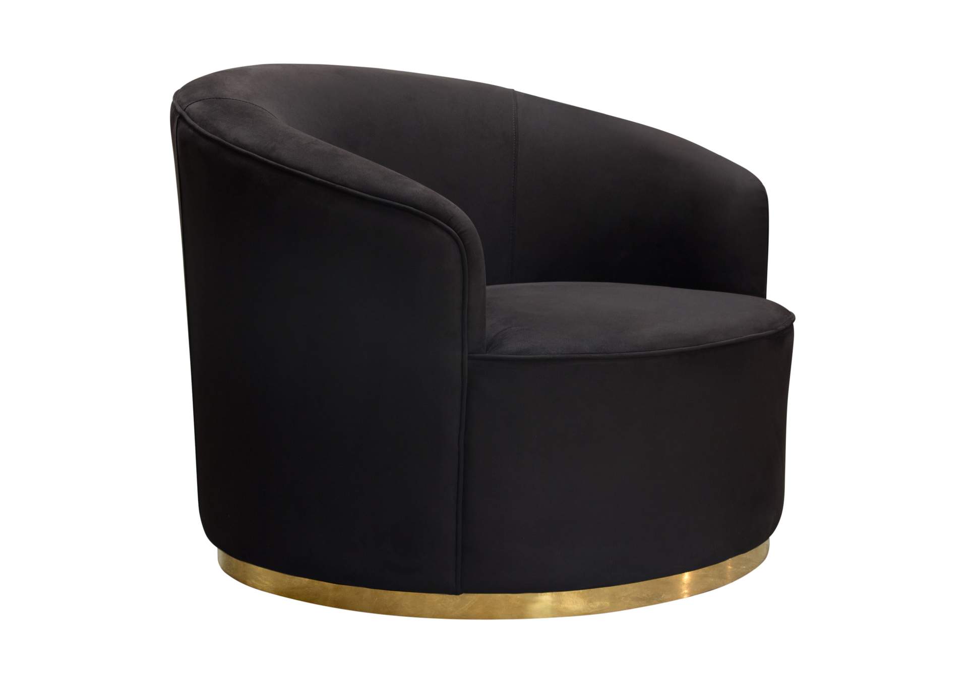 Raven Chair in Black Suede Velvet w/ Brushed Gold Accent Trim by Diamond Sofa,Diamond Sofa