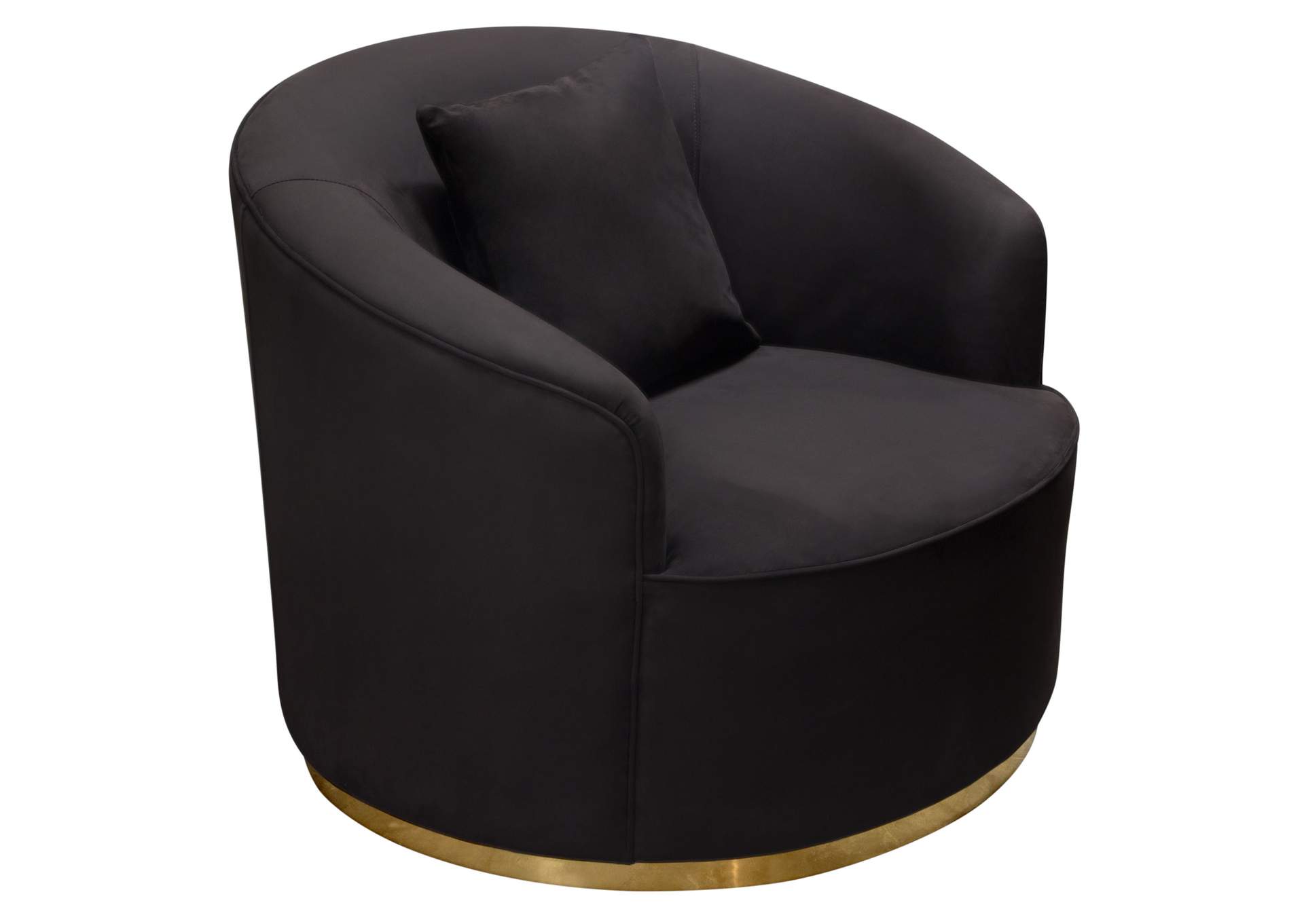 Raven Chair in Black Suede Velvet w/ Brushed Gold Accent Trim by Diamond Sofa,Diamond Sofa