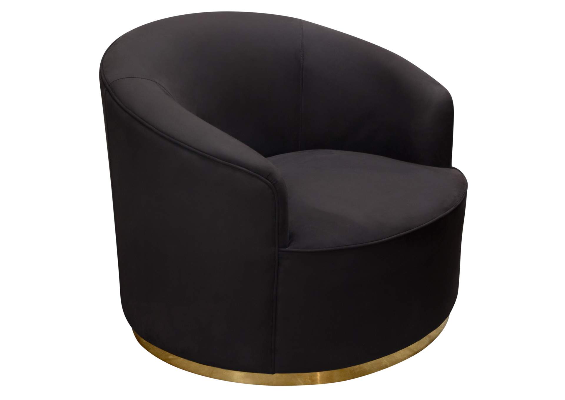 Raven Chair in Black Suede Velvet w/ Brushed Gold Accent Trim by Diamond Sofa,Diamond Sofa