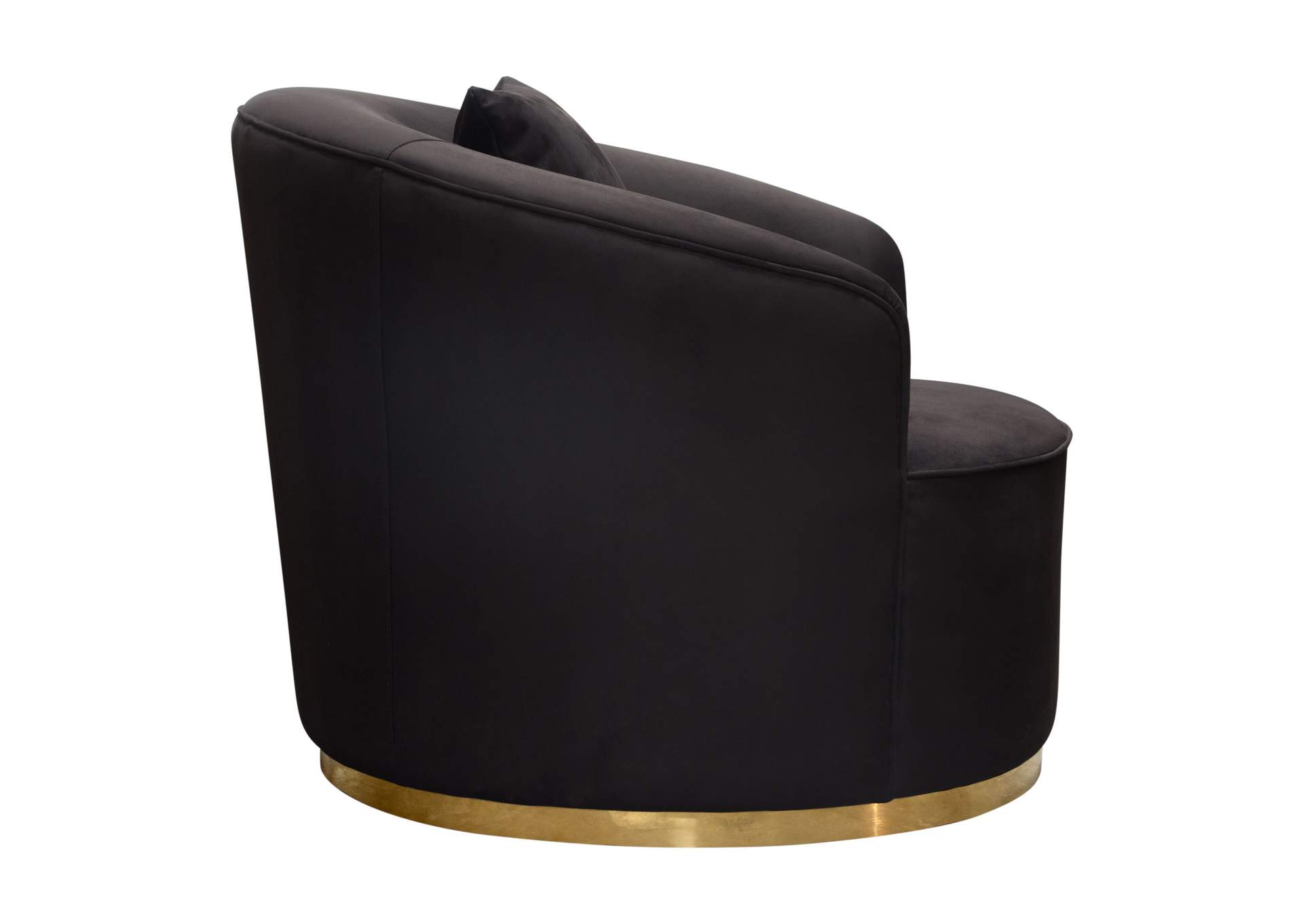 Raven Chair in Black Suede Velvet w/ Brushed Gold Accent Trim by Diamond Sofa,Diamond Sofa