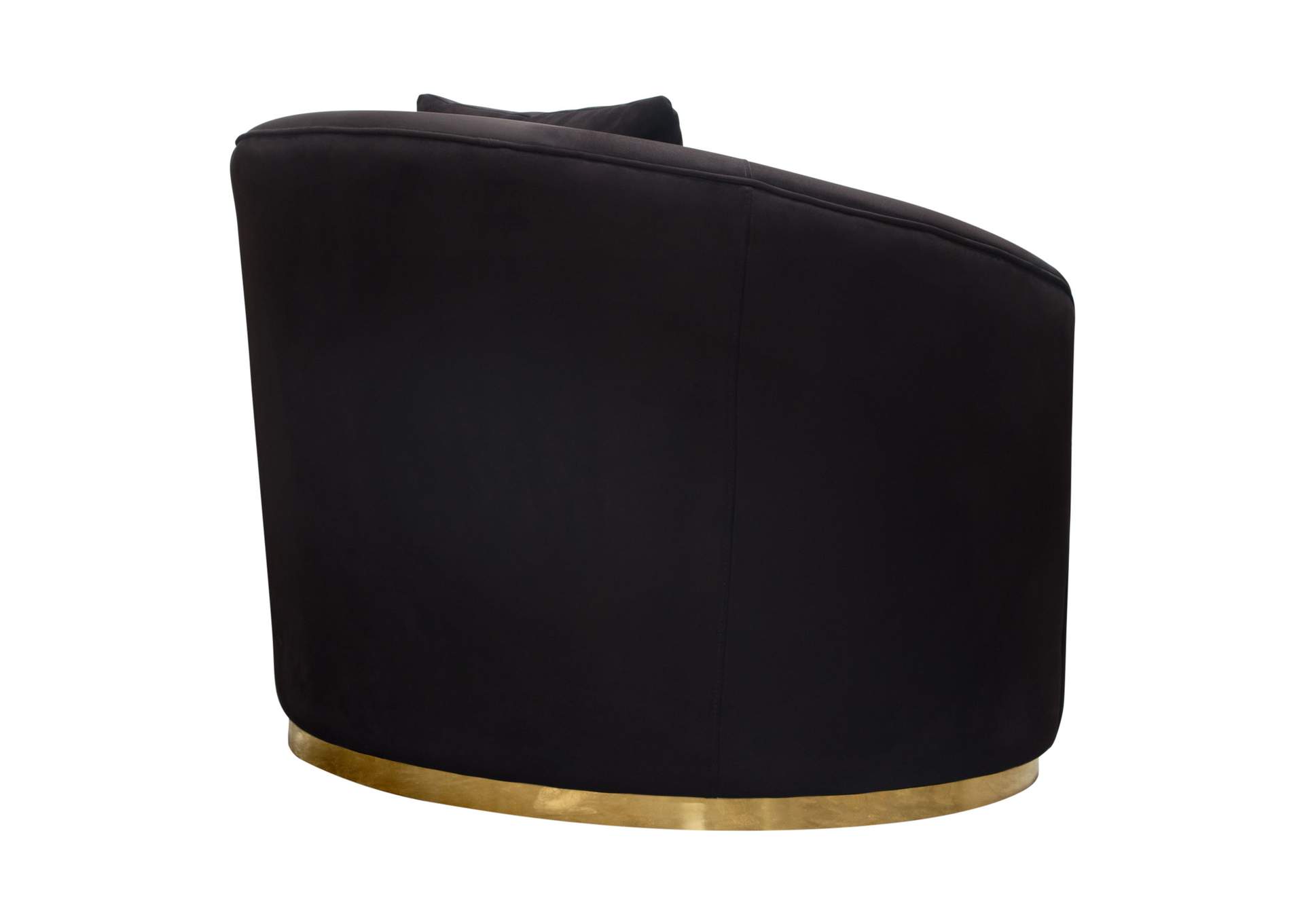 Raven Chair in Black Suede Velvet w/ Brushed Gold Accent Trim by Diamond Sofa,Diamond Sofa