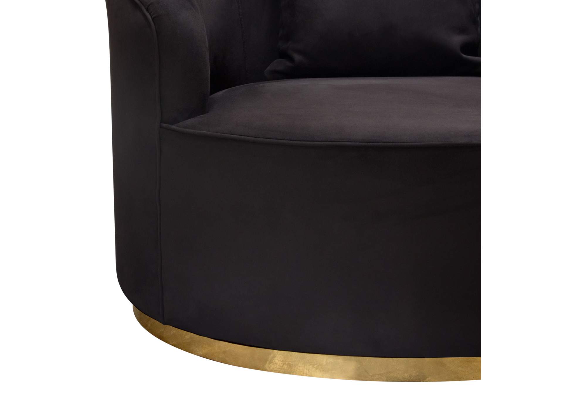 Raven Chair in Black Suede Velvet w/ Brushed Gold Accent Trim by Diamond Sofa,Diamond Sofa