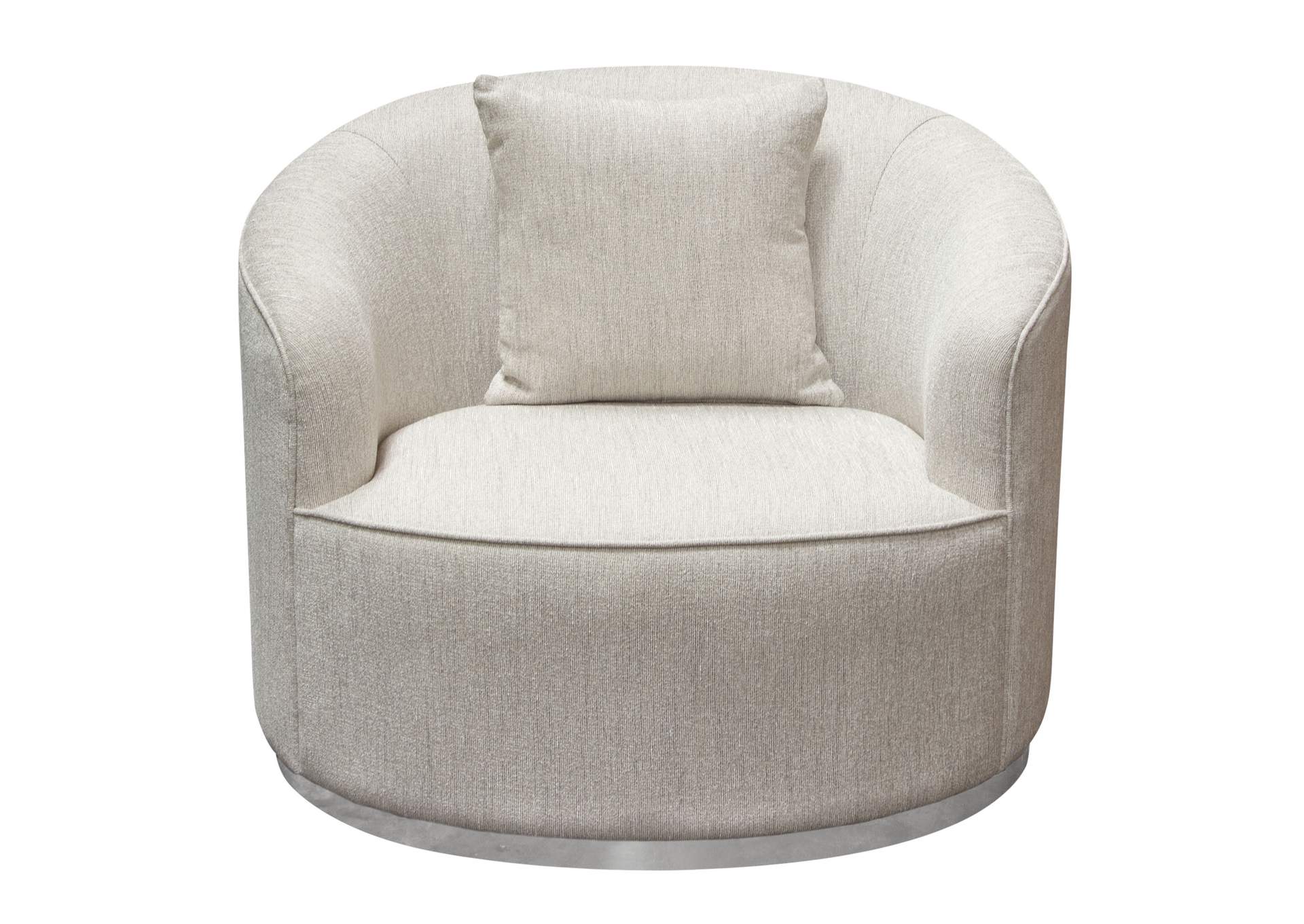 Raven Chair in Light Cream Fabric w/ Brushed Silver Accent Trim by Diamond Sofa,Diamond Sofa