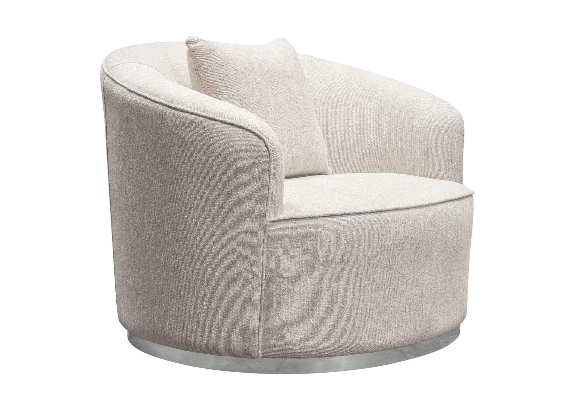 Raven Chair in Light Cream Fabric w/ Brushed Silver Accent Trim by Diamond Sofa,Diamond Sofa