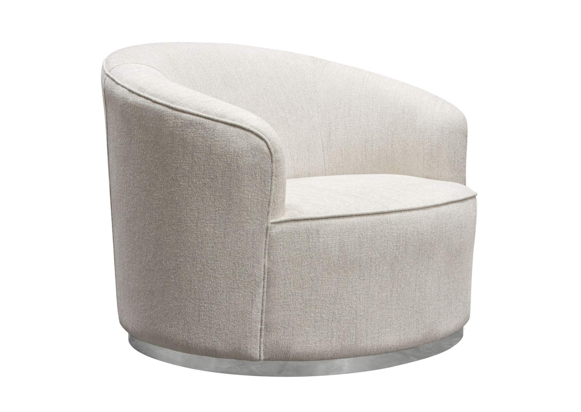 Raven Chair in Light Cream Fabric w/ Brushed Silver Accent Trim by Diamond Sofa,Diamond Sofa