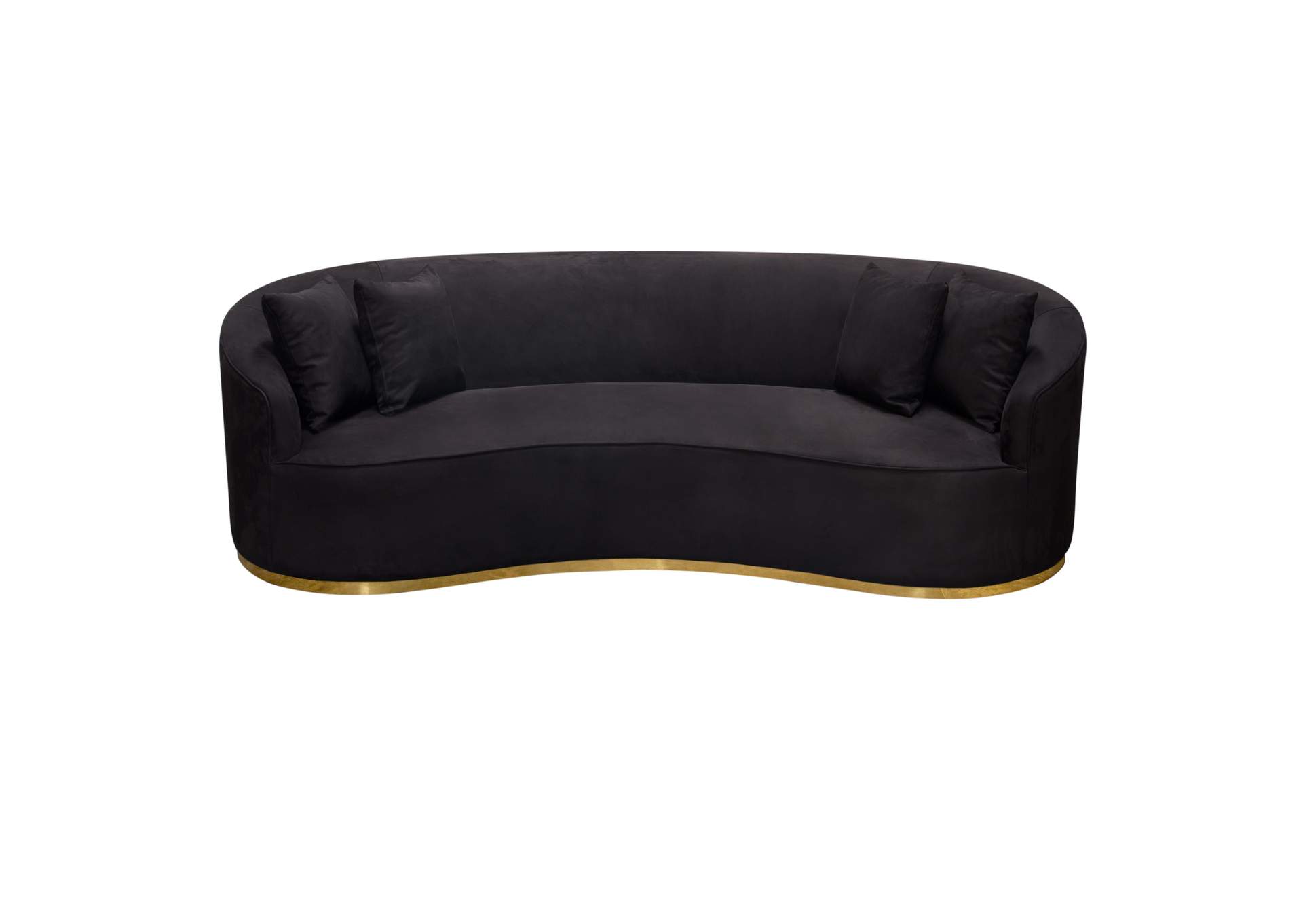 Raven Sofa in Black Suede Velvet w/ Brushed Gold Accent Trim by Diamond Sofa,Diamond Sofa