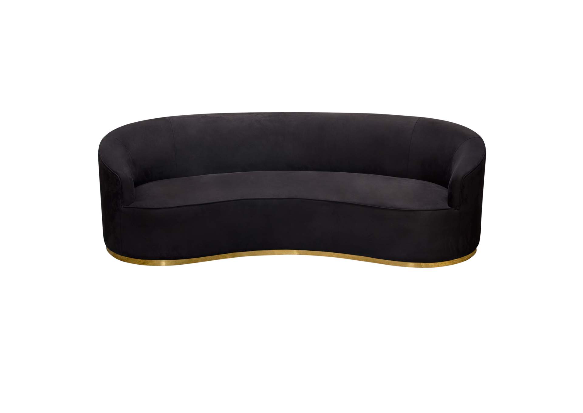 Raven Sofa in Black Suede Velvet w/ Brushed Gold Accent Trim by Diamond Sofa,Diamond Sofa