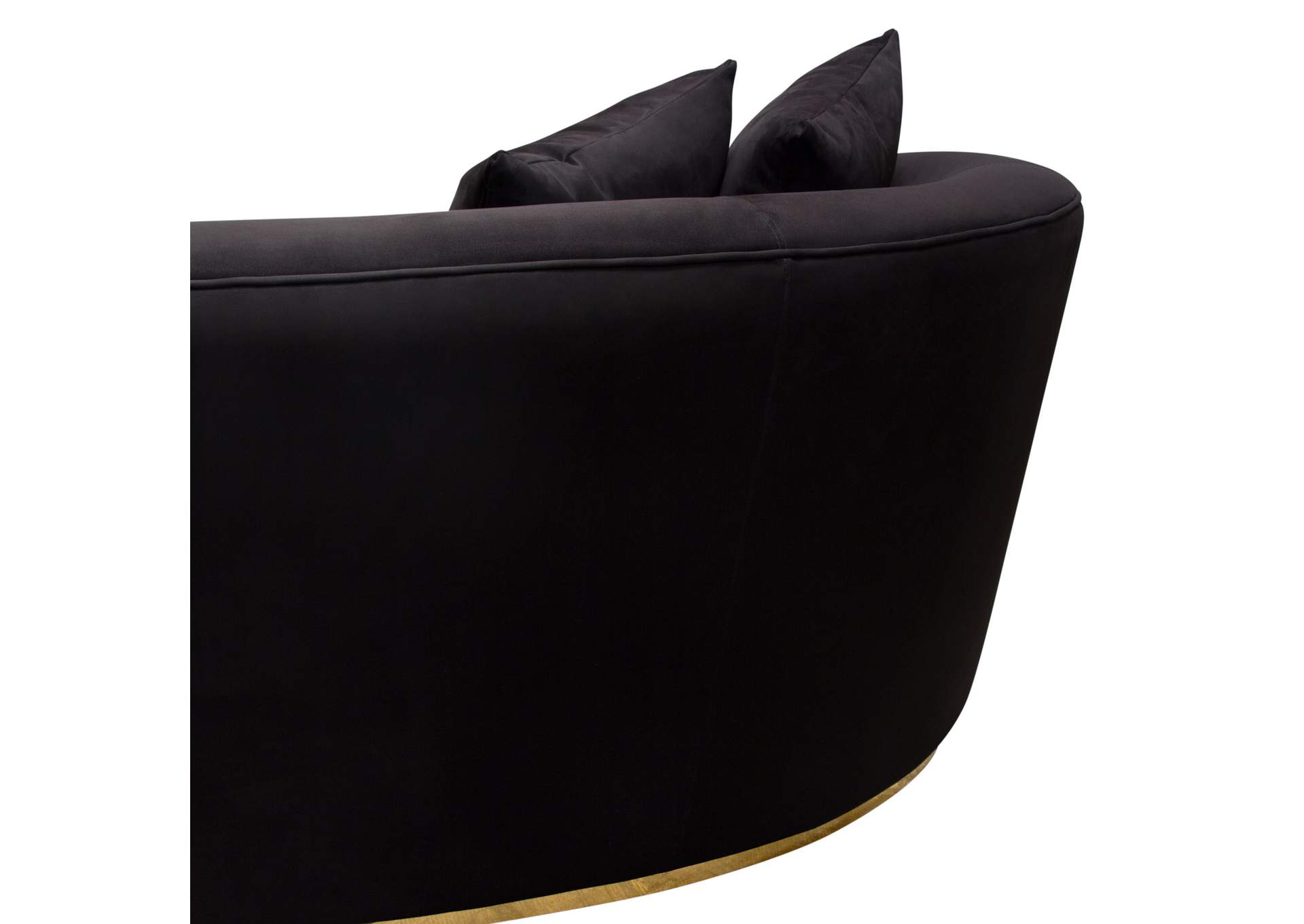 Raven Sofa in Black Suede Velvet w/ Brushed Gold Accent Trim by Diamond Sofa,Diamond Sofa