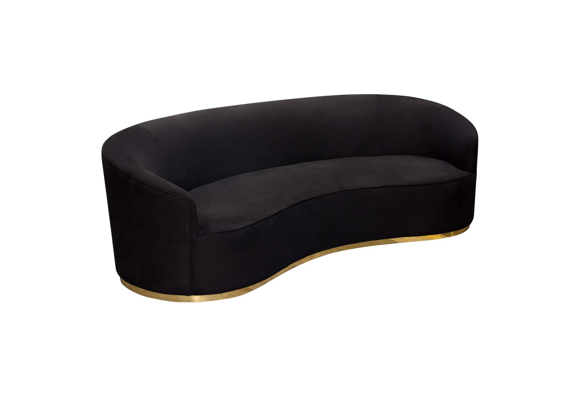 Raven Sofa in Black Suede Velvet w/ Brushed Gold Accent Trim by Diamond Sofa,Diamond Sofa