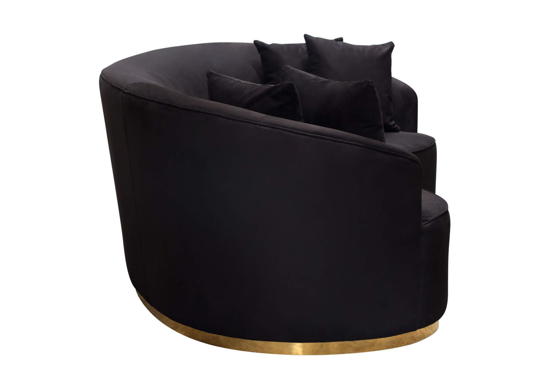 Raven Sofa in Black Suede Velvet w/ Brushed Gold Accent Trim by Diamond Sofa,Diamond Sofa