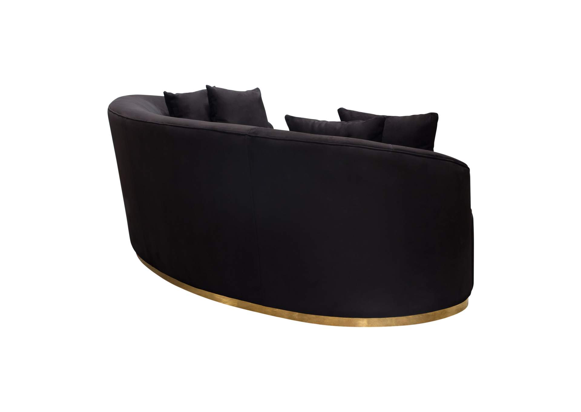 Raven Sofa in Black Suede Velvet w/ Brushed Gold Accent Trim by Diamond Sofa,Diamond Sofa