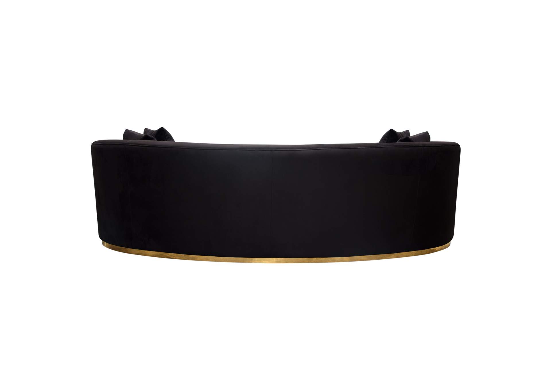 Raven Sofa in Black Suede Velvet w/ Brushed Gold Accent Trim by Diamond Sofa,Diamond Sofa